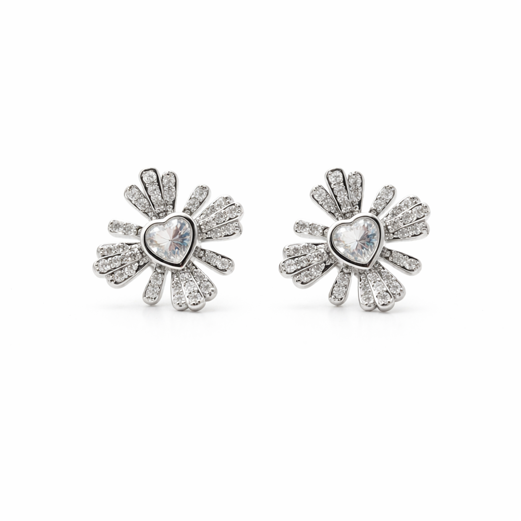Heartburst Crystal Stud Earrings GWE -104