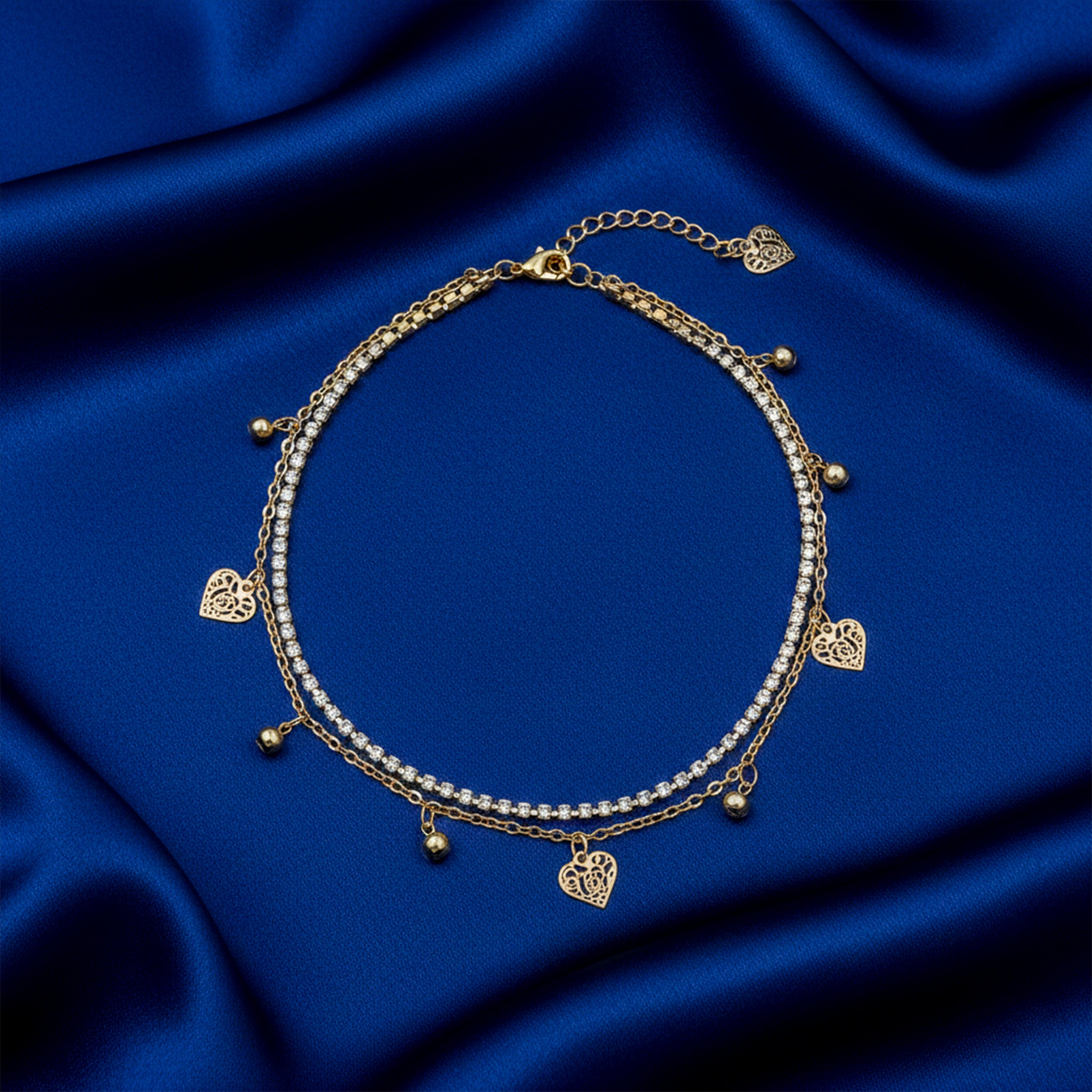 Golden Heart Sparkle Anklet GWA -38