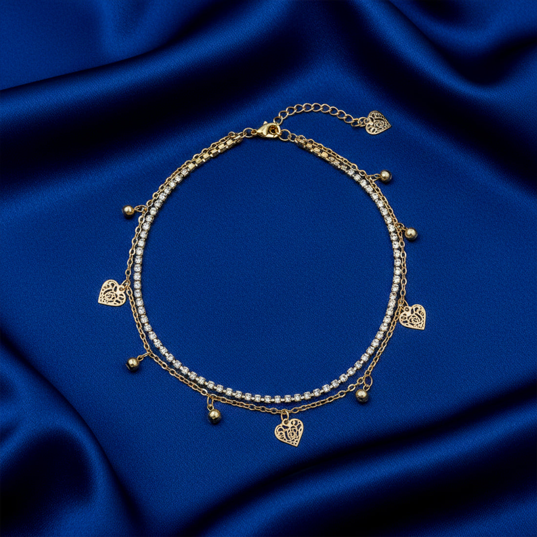 Golden Heart Sparkle Anklet GWA -38