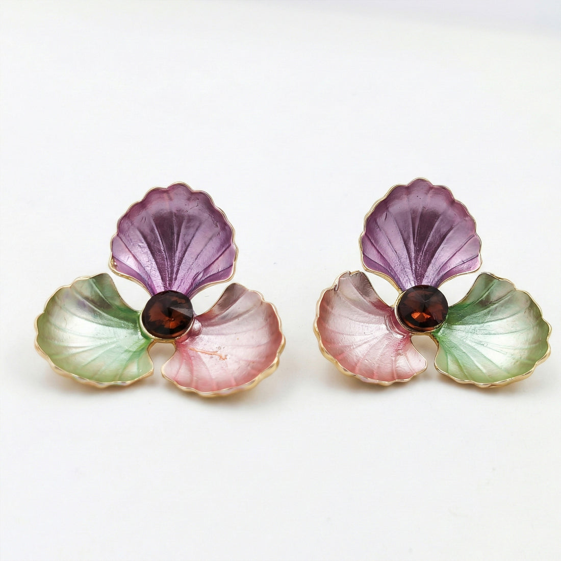 Floral Enamel Stud Earrings GWE -183