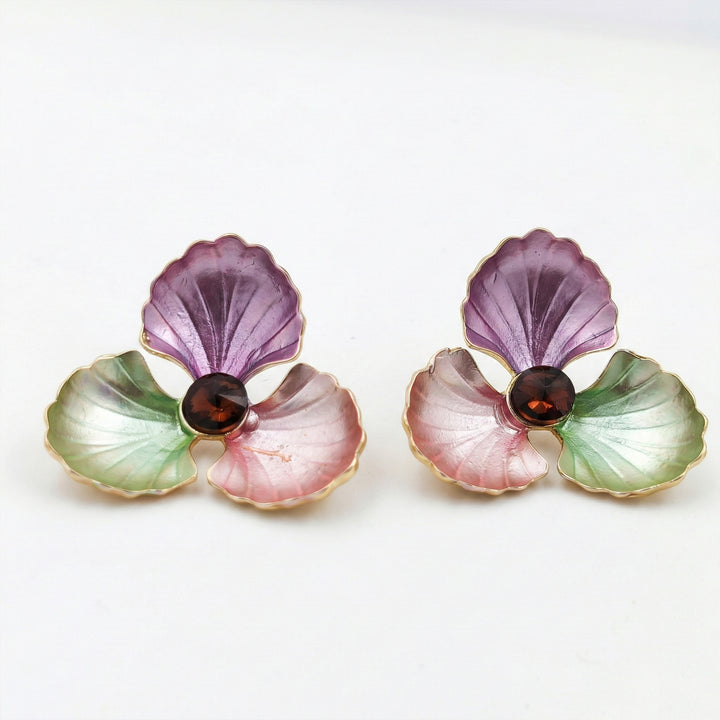 Floral Enamel Stud Earrings GWE -183