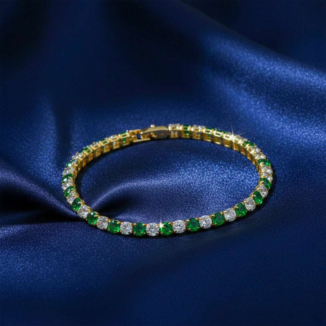 Emerald Glow Gold Tennis Bracelet GWB -62