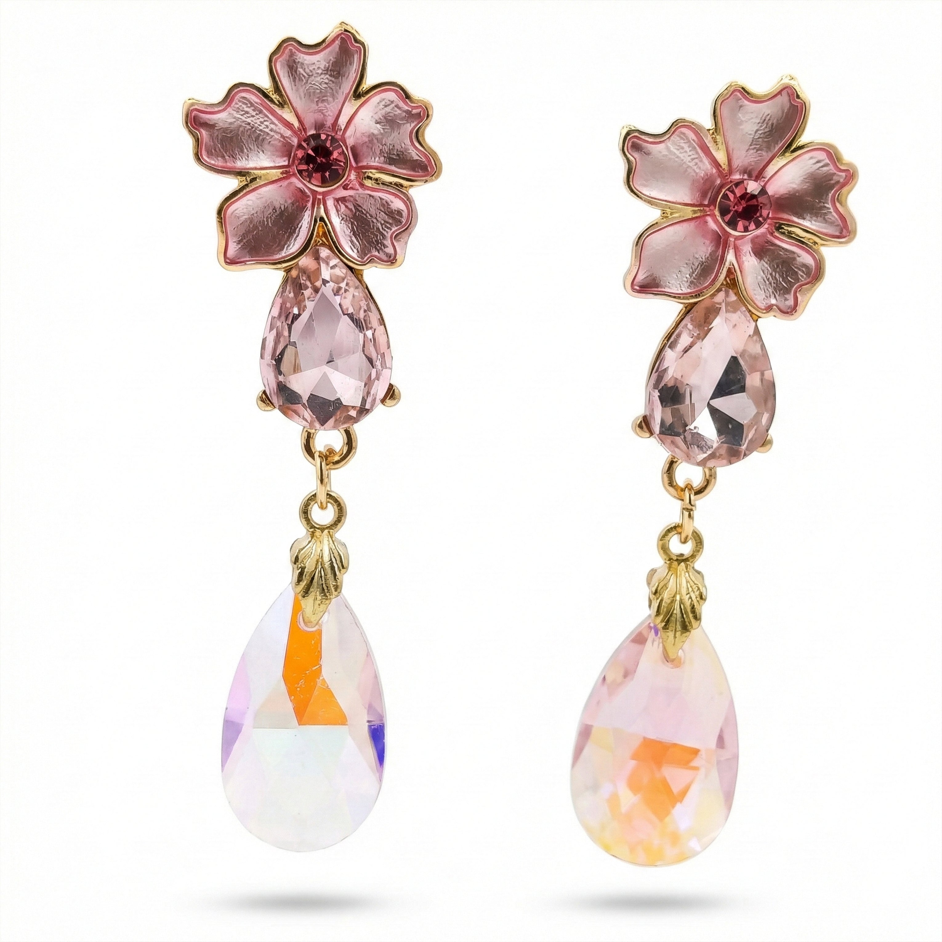 Pink Floral Earrings GWE -176