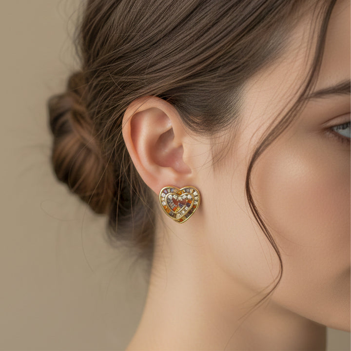 Multicolo Heart Stud Earrings GWE -123