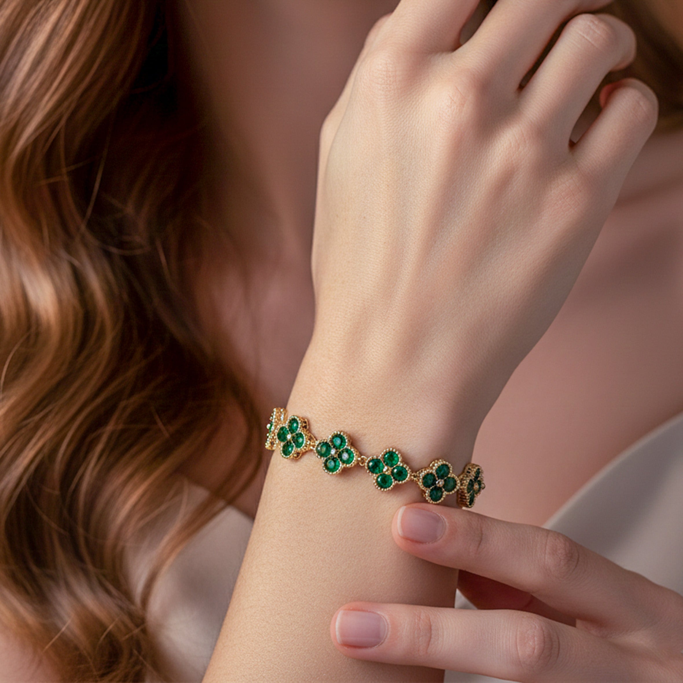 Green Four-Leaf Clover Bracelet GWB -130