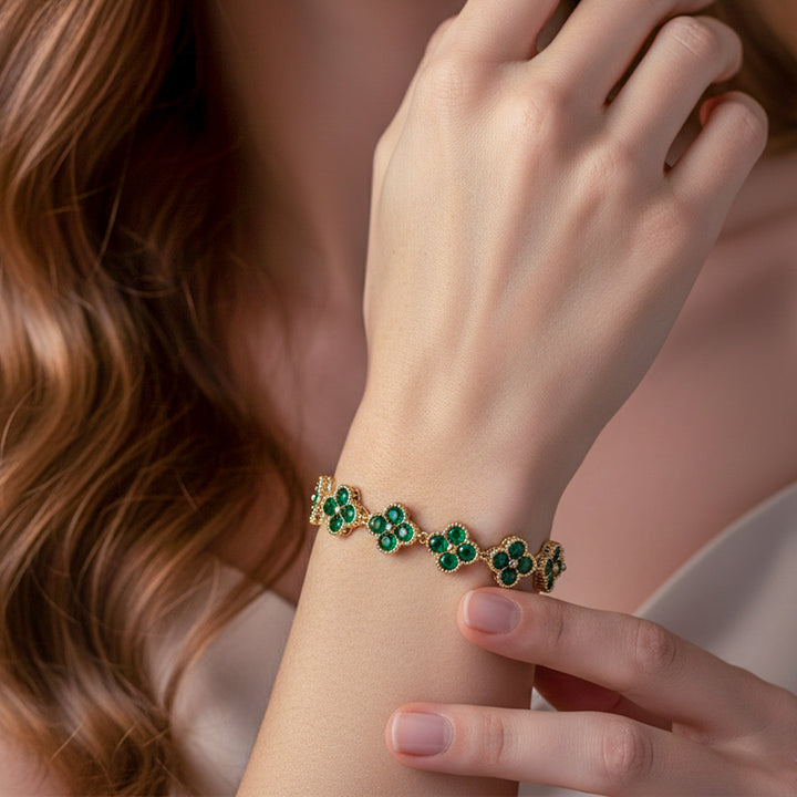 Green Four-Leaf Clover Bracelet GWB -130