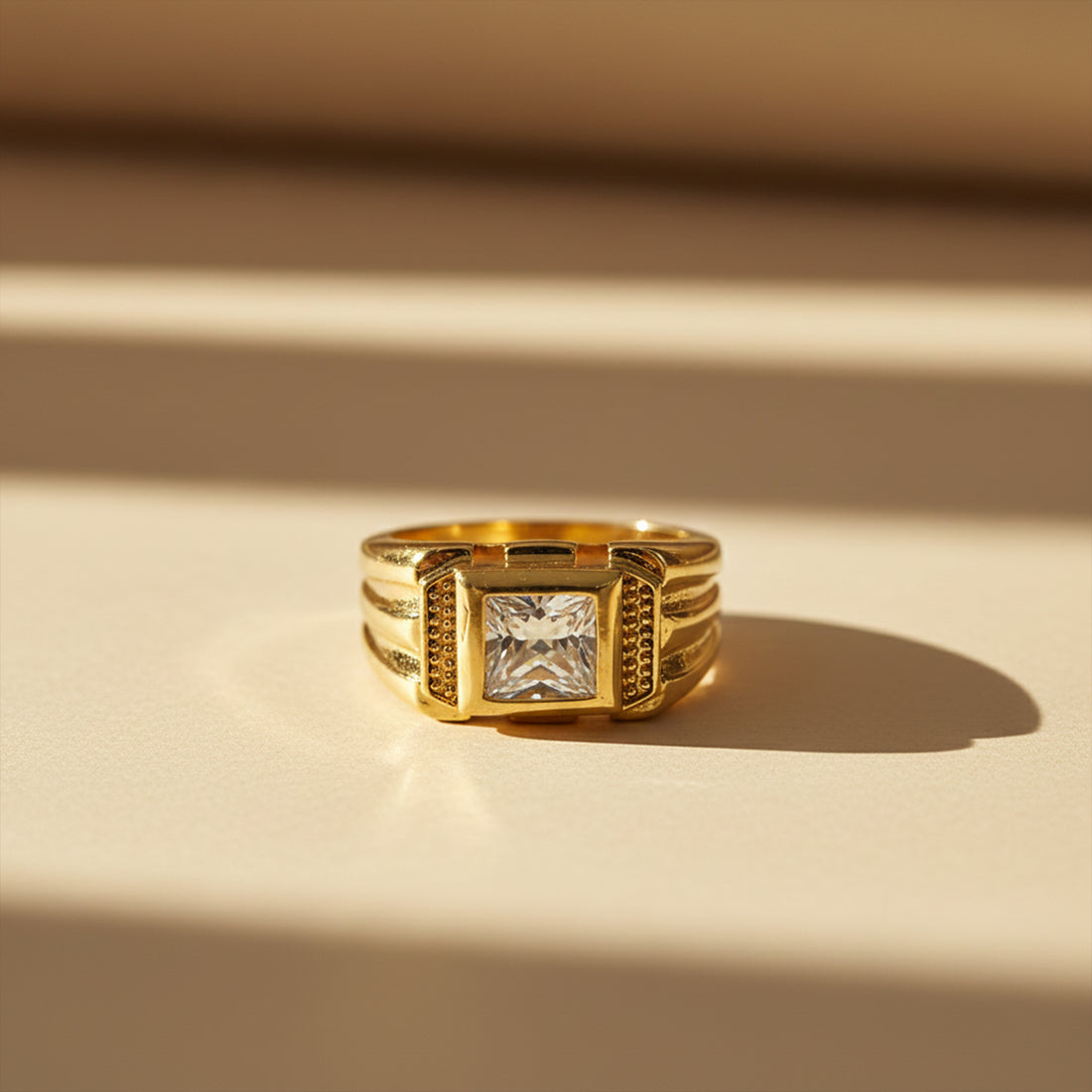 Royal Square Crown Gold Ring GMR -23