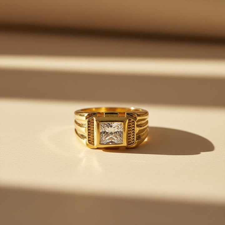 Royal Square Crown Gold Ring GMR -23
