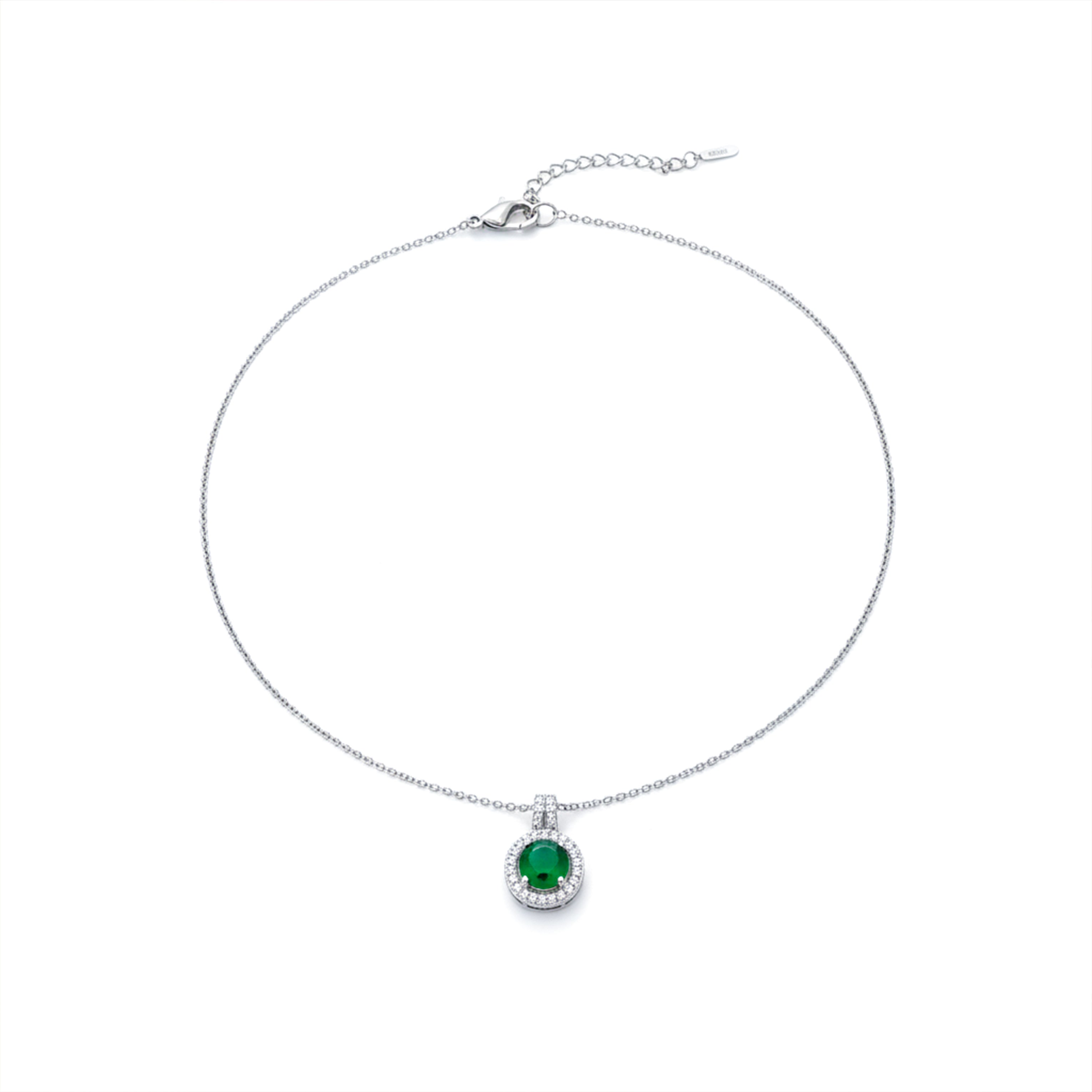 Emerald Halo Pendant Necklace GWN -145