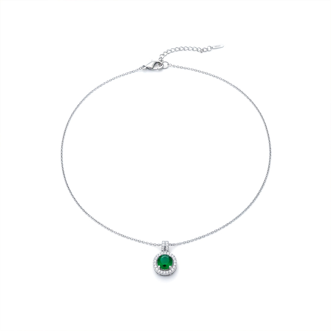 Emerald Halo Pendant Necklace GWN -145