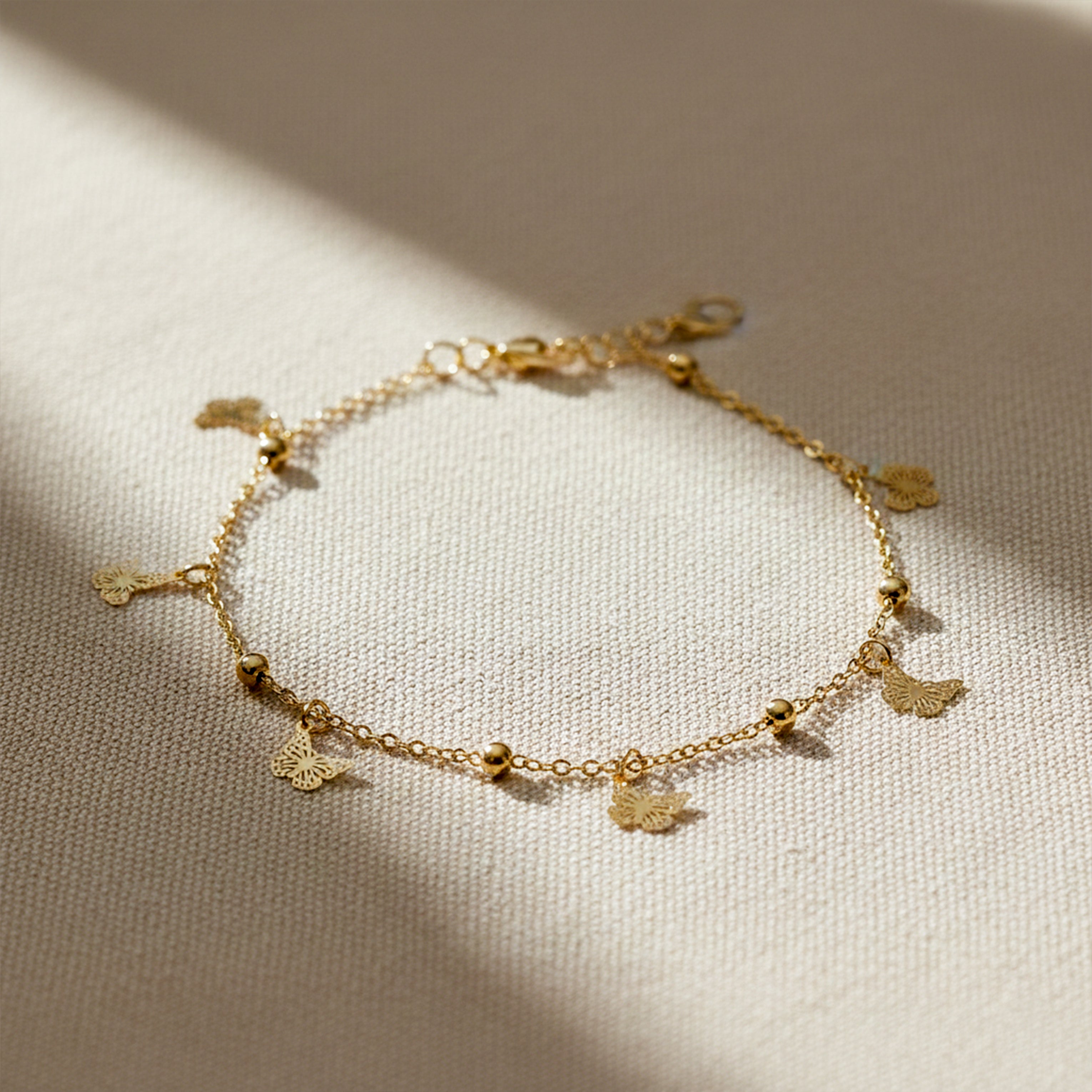 Golden Butterfly Bead Anklet GWA -53