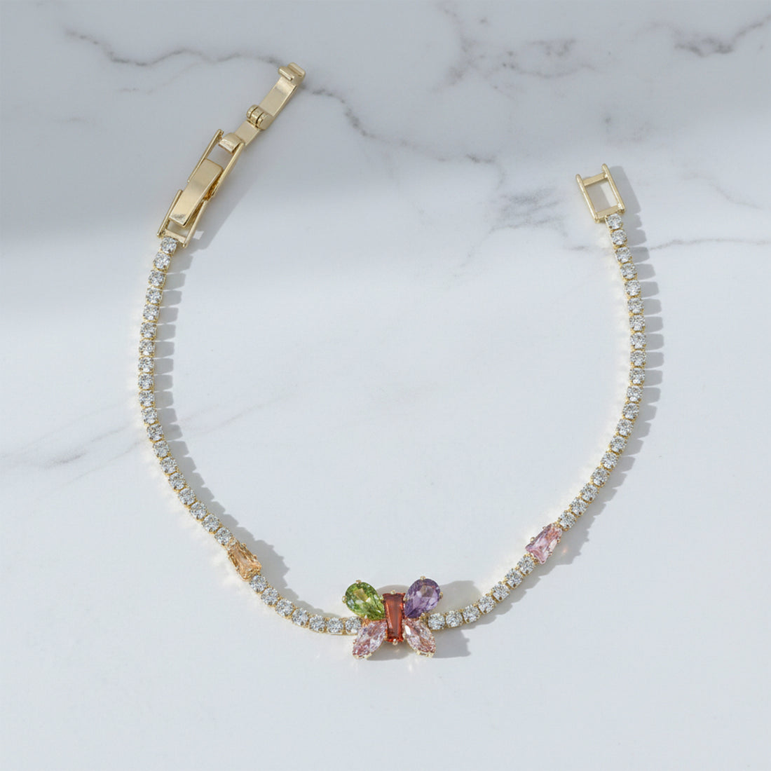 Aurora Butterfly Crystal Tennis Bracelet GWB -102