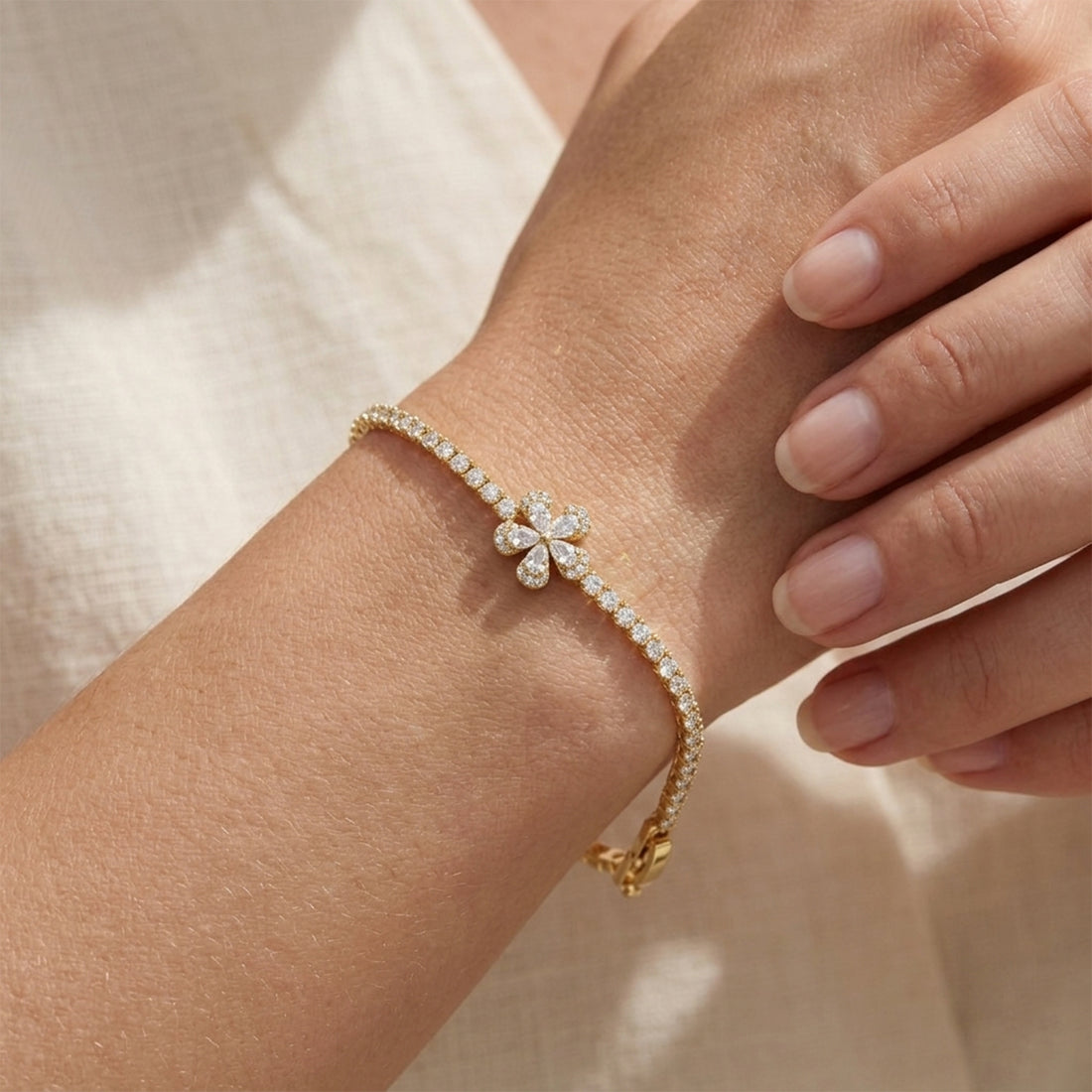 Golden Blossom Tennis Bracelet GWB -87