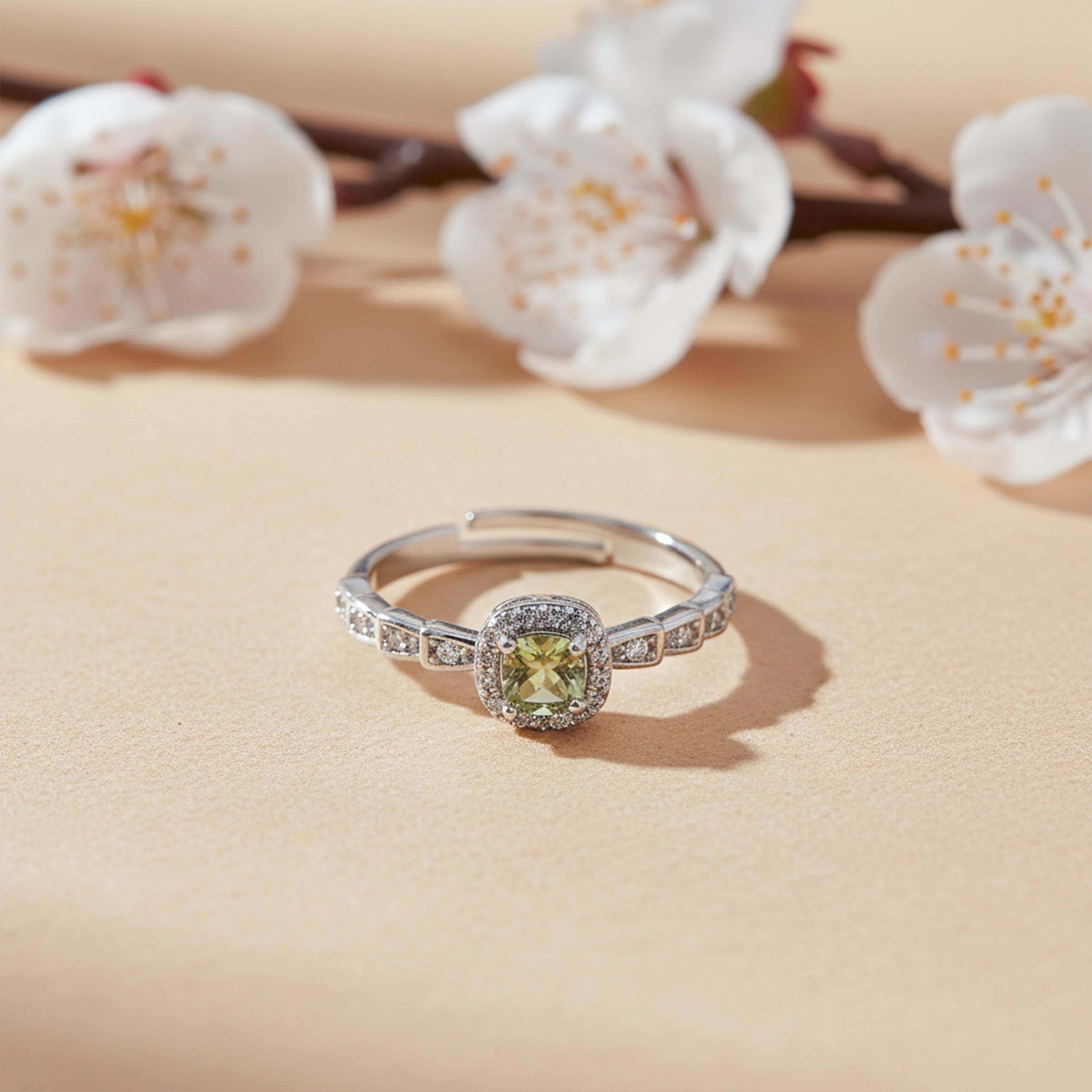 Lime Aura Halo Crystal Ring GWR -39