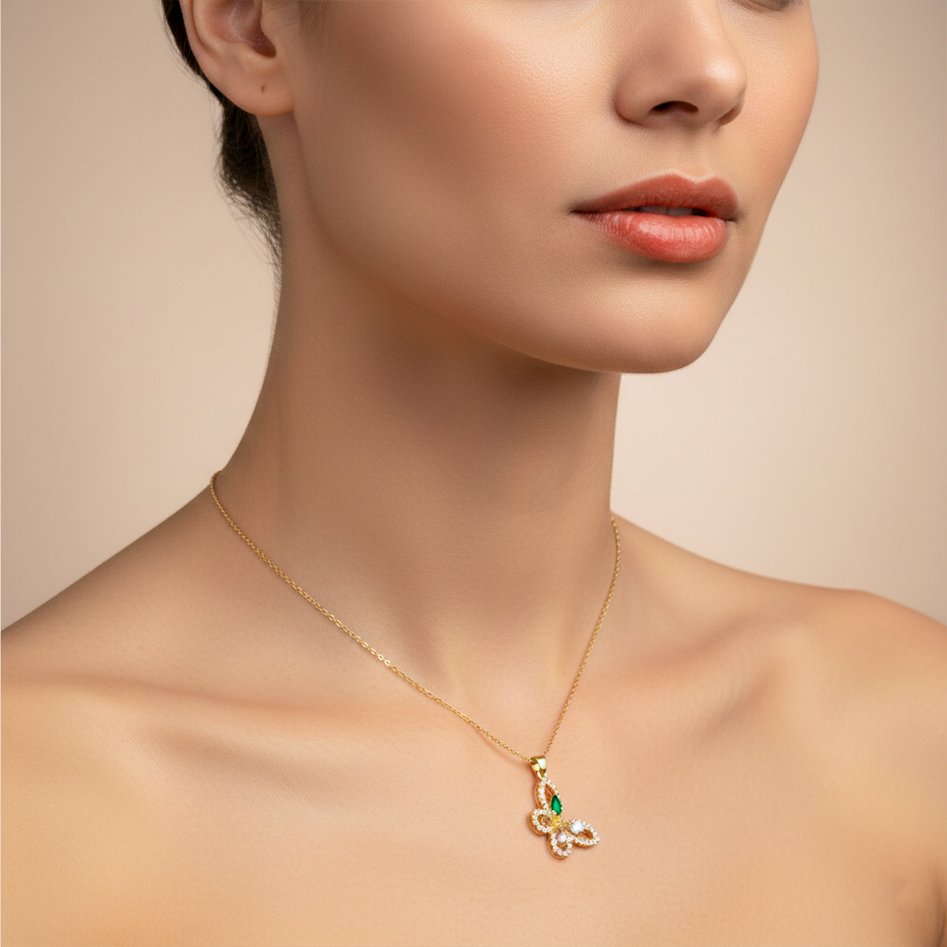 Butterfly Sparkle Pendant Necklace GWN -137