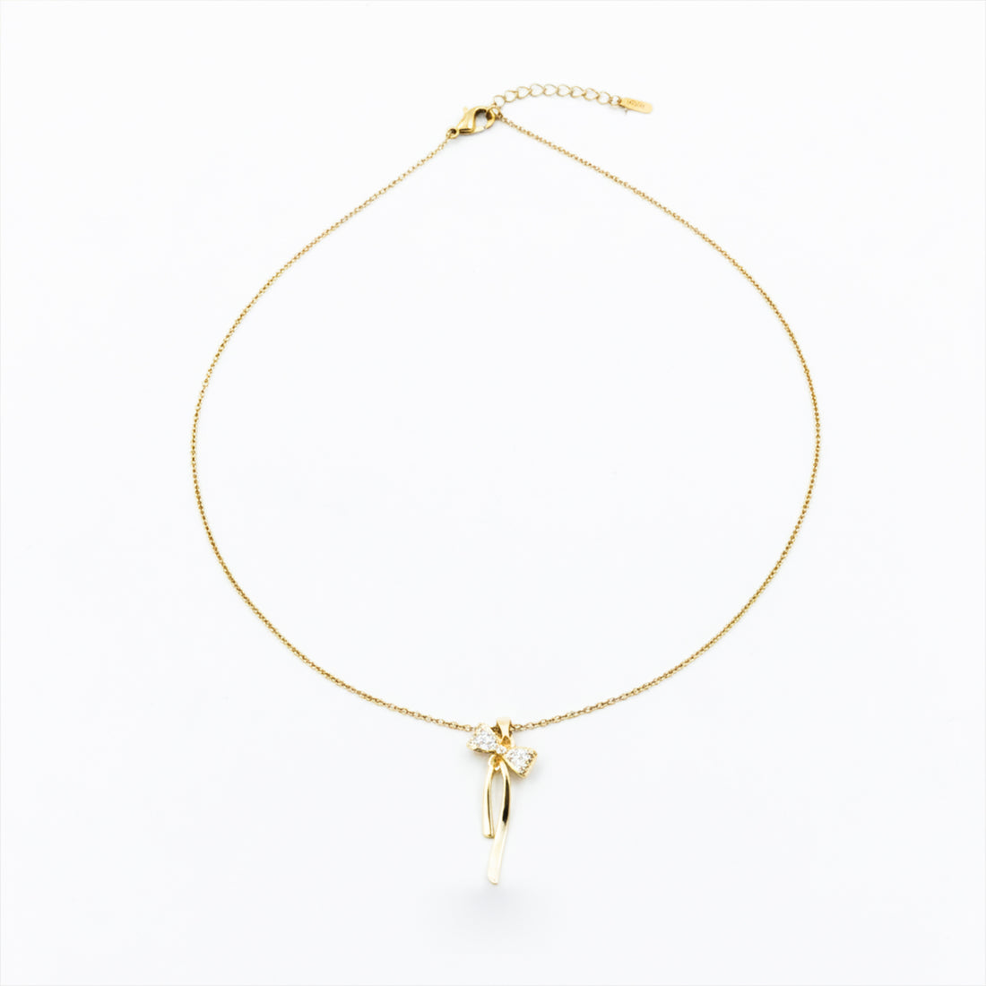 Diamond Bow Drop Gold Necklace GWN -88