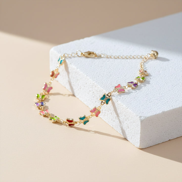 Golden Rainbow Butterfly Anklet GWA -35