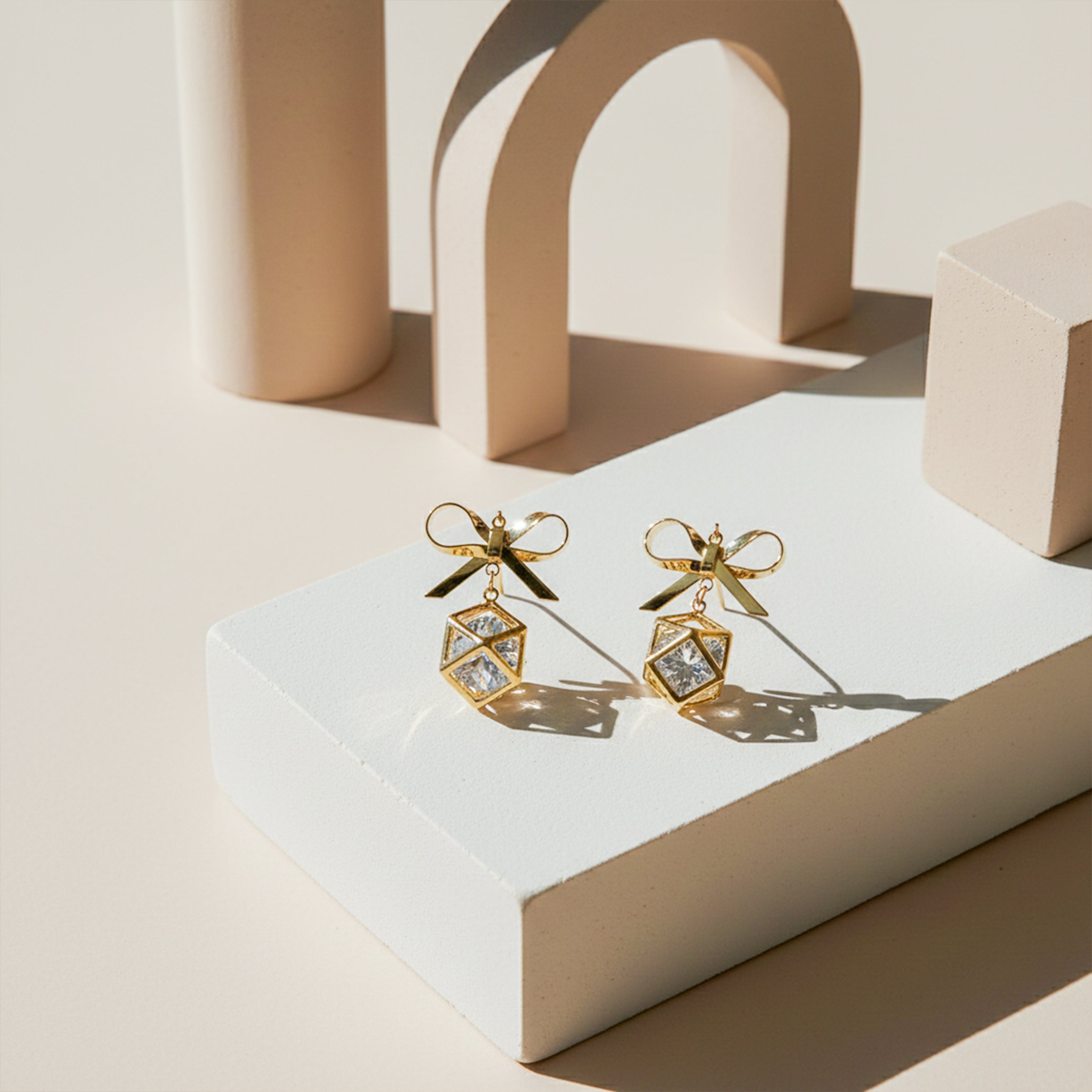 Crystal Bow Charm Earrings GWE -110