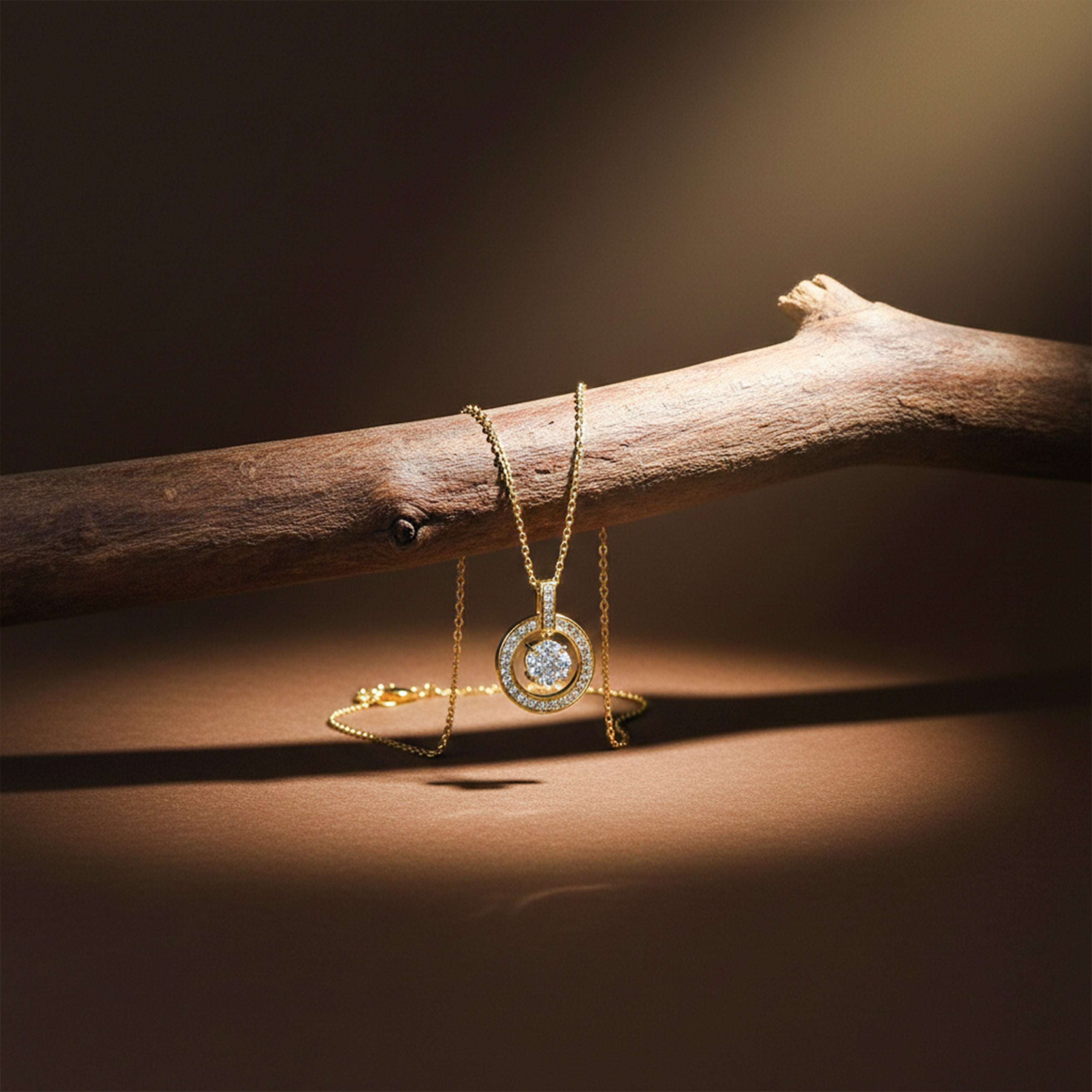 Classic Halo Circle Pendant Necklace GWN -139