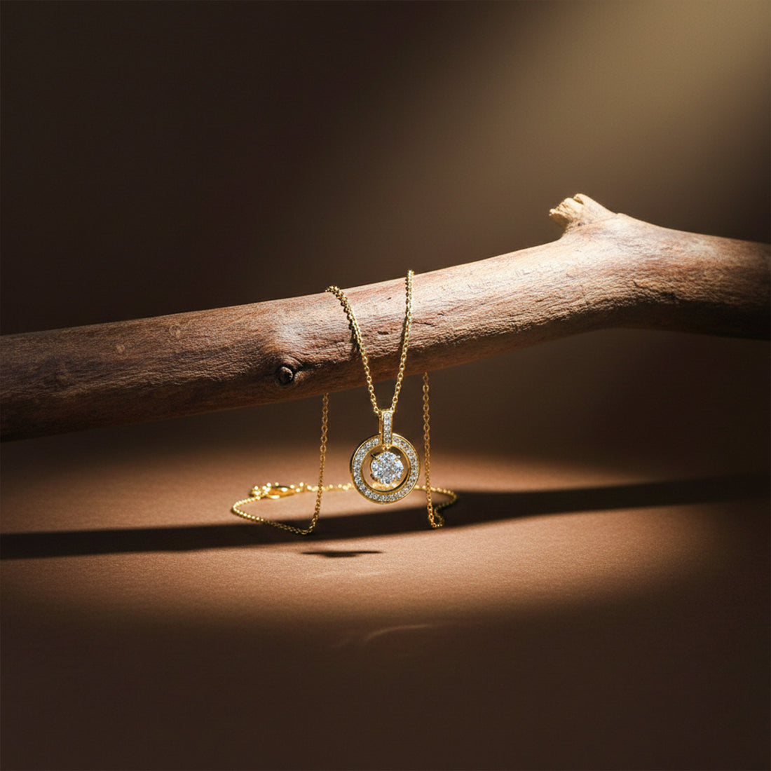 Classic Halo Circle Pendant Necklace GWN -139