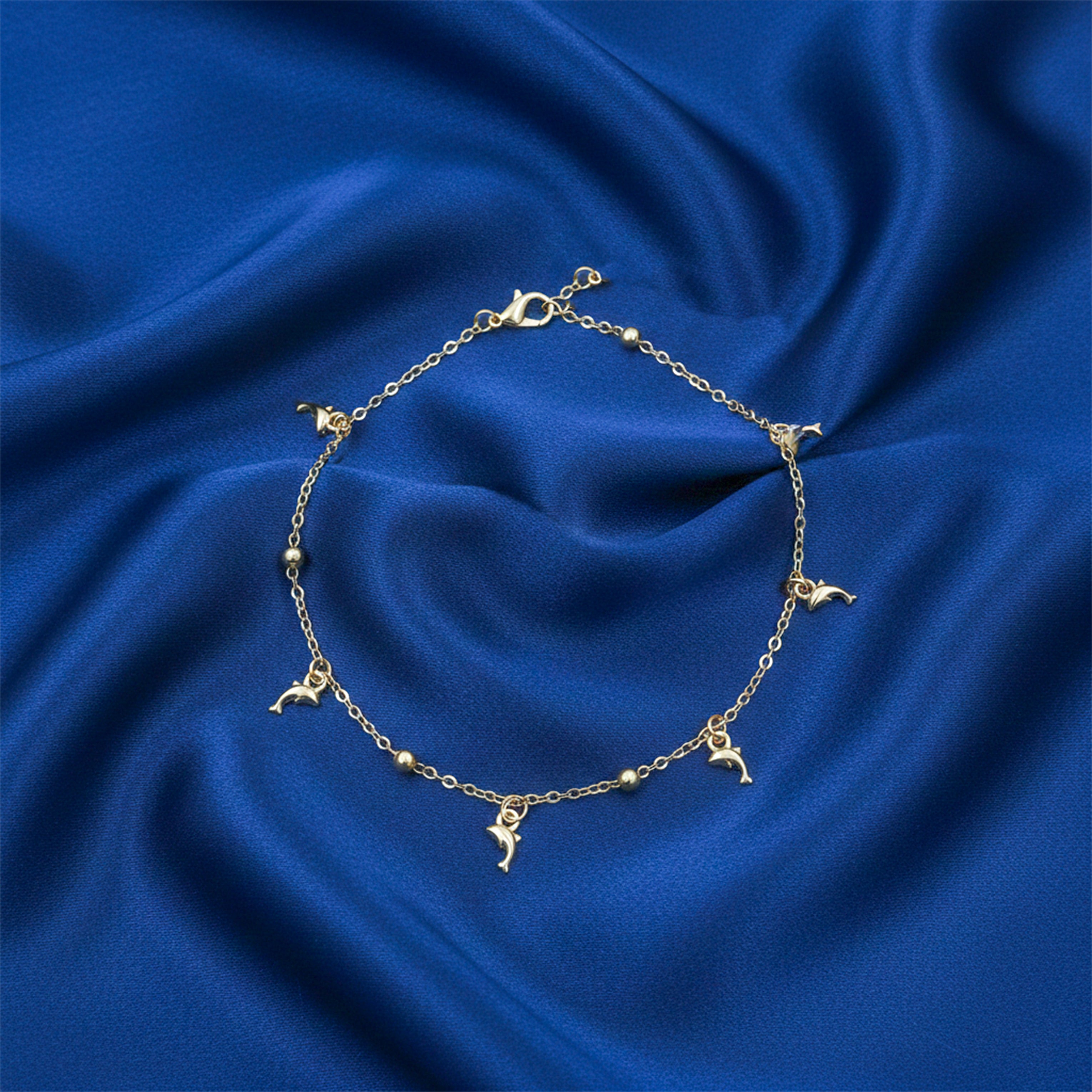 Golden Dolphin Charm Anklet GWA -54