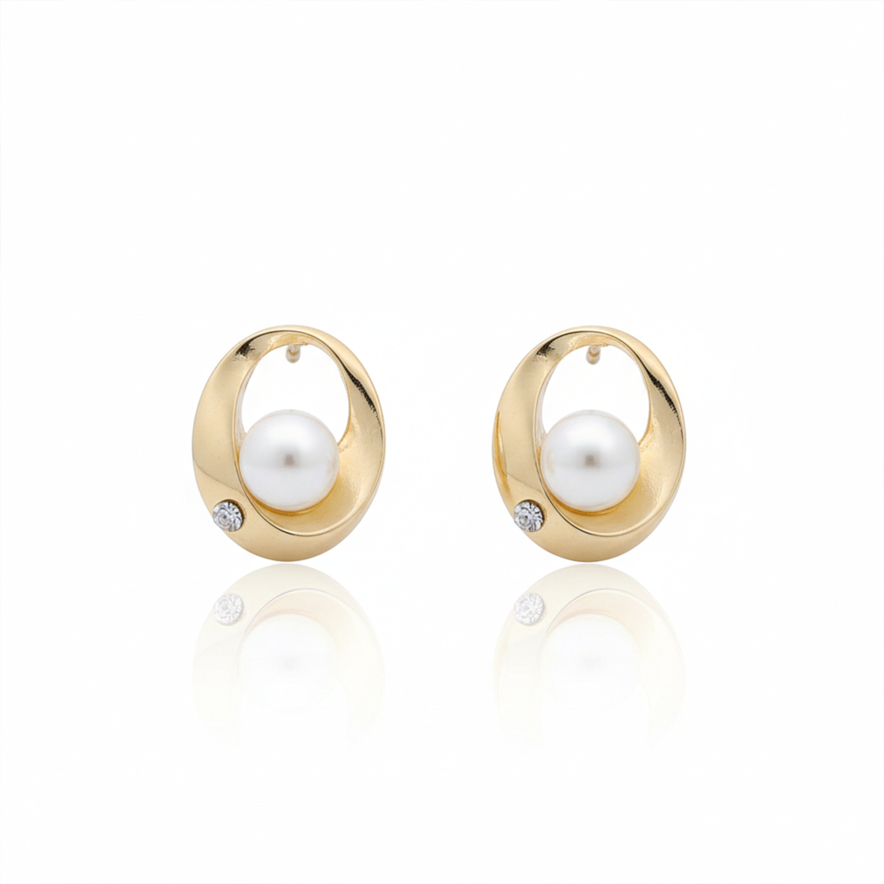 Golden Pearl Orbit Earrings GWE -58