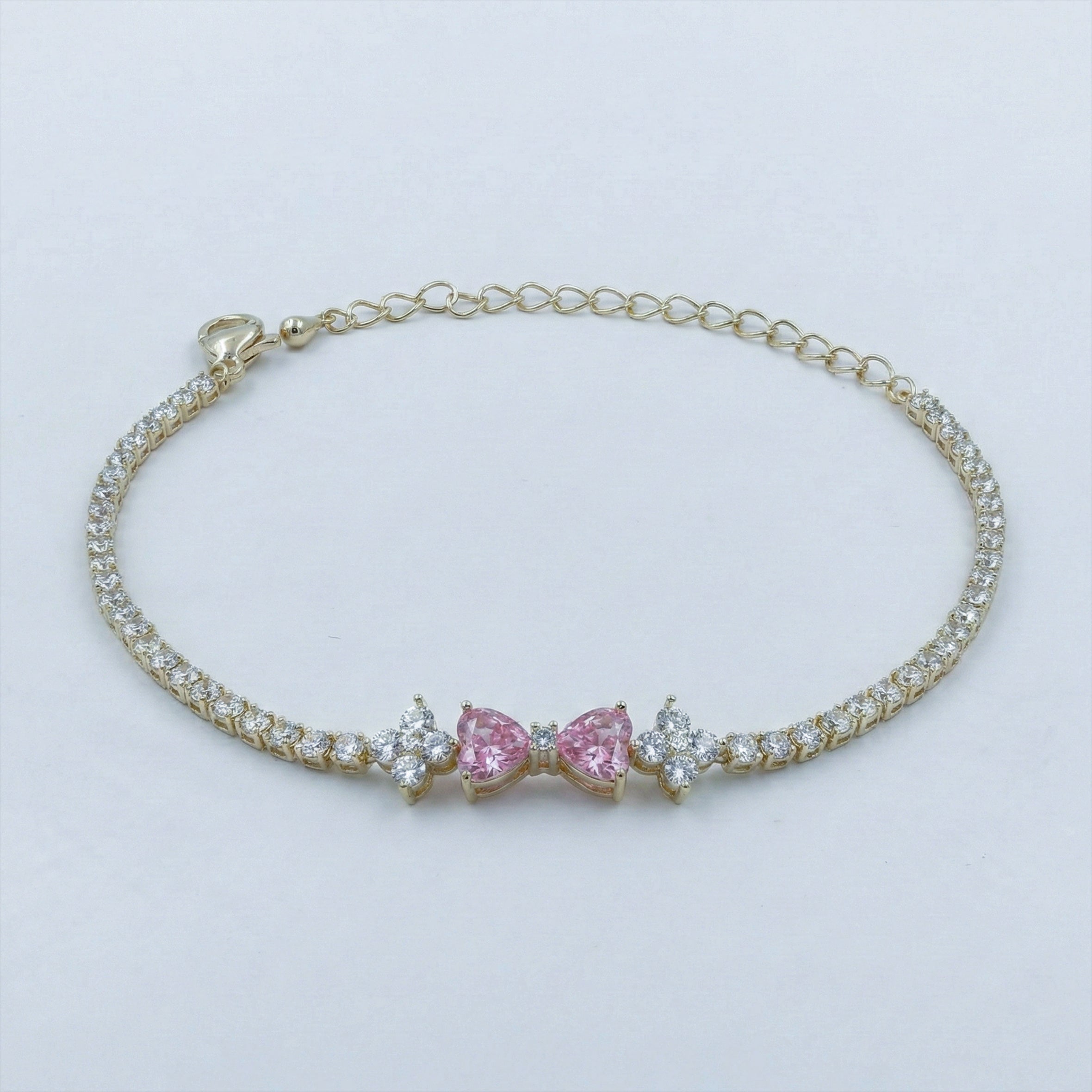 Golden Blush Bow Crystal Bracelet GWB -95