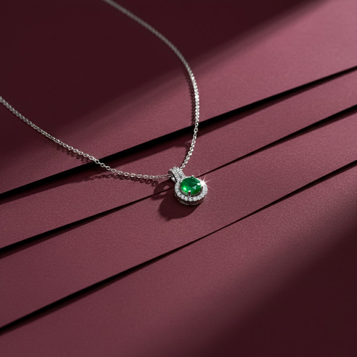 Green Stone Siler Neckless GWN -161