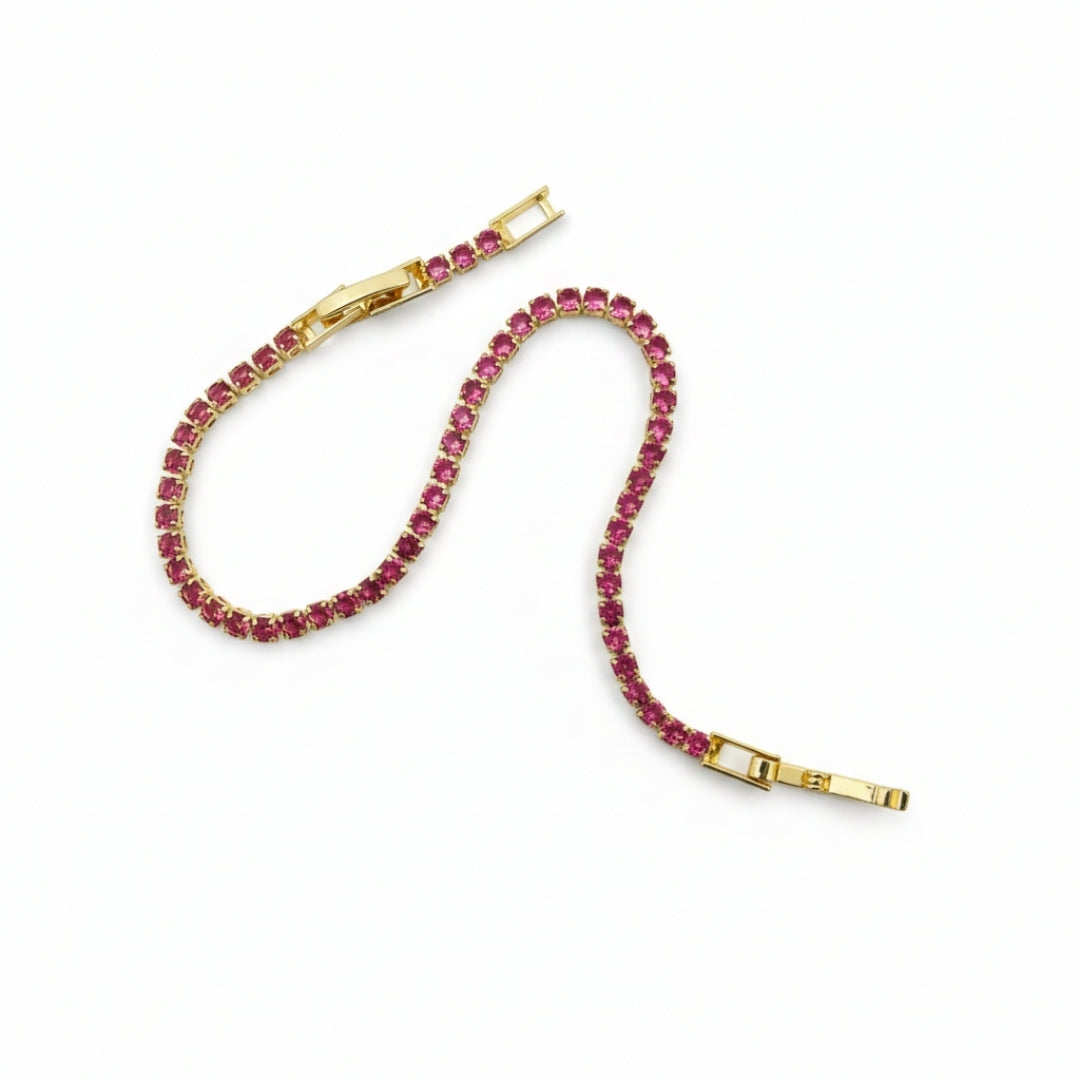 Pink Small Dimond Tennis Bracelet GWB -82