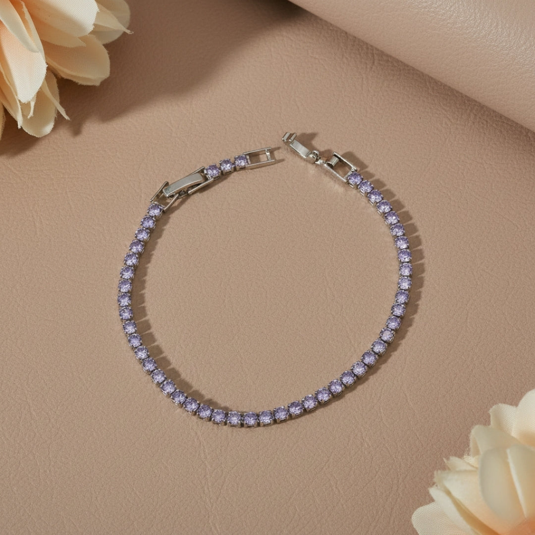 Lavender Small Diamond Silver Tennis Bracelets GWB-73
