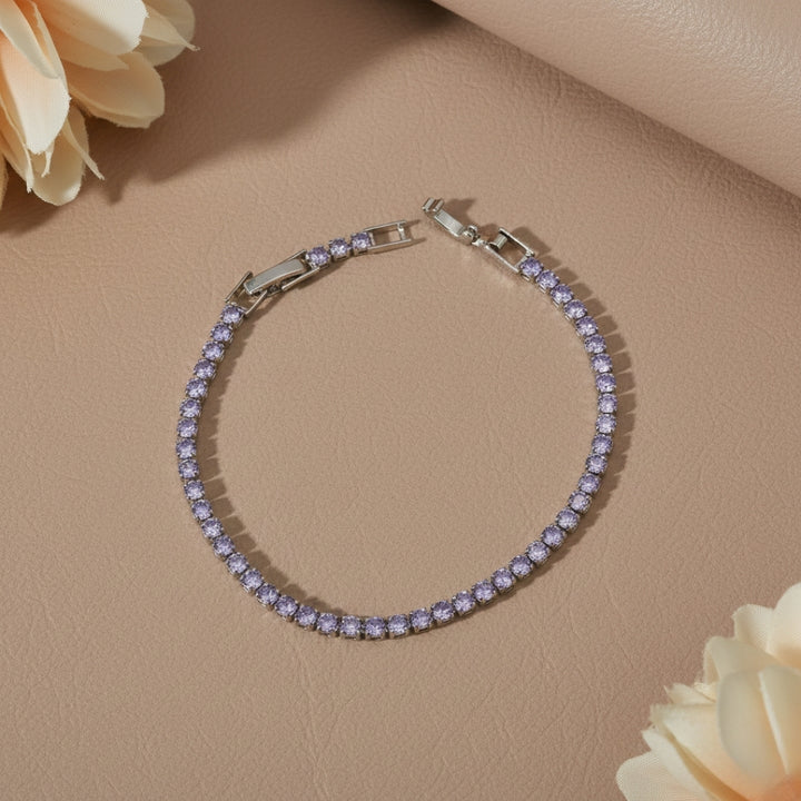 Lavender Small Diamond Silver Tennis Bracelets GWB-73