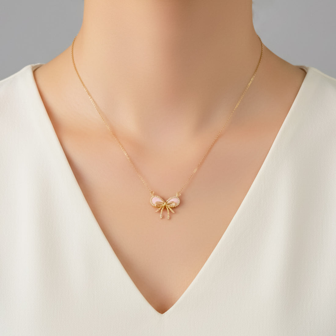 Pink Bow Neckless GWN-154