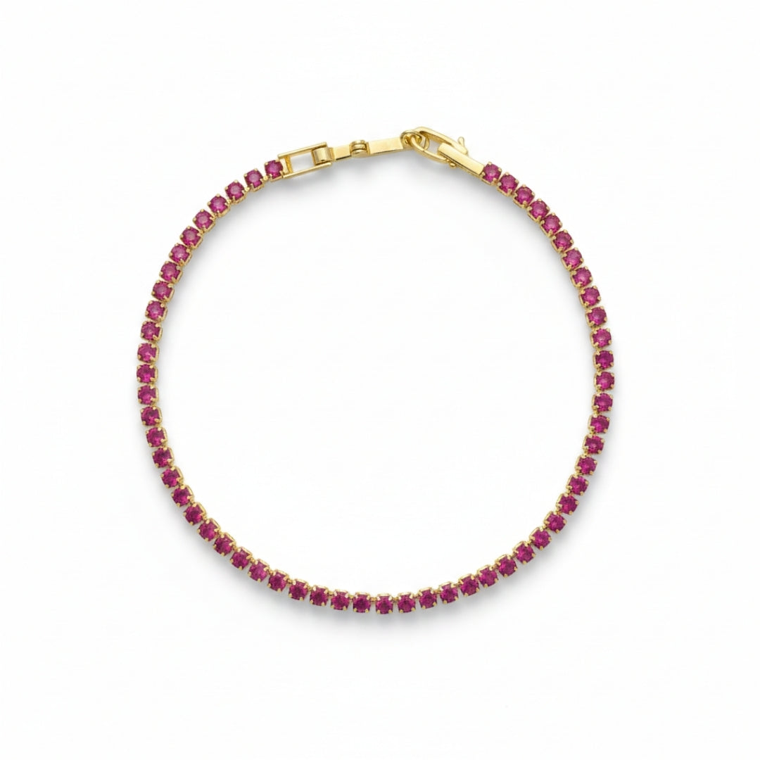 Pink Small Dimond Tennis Bracelet GWB -82