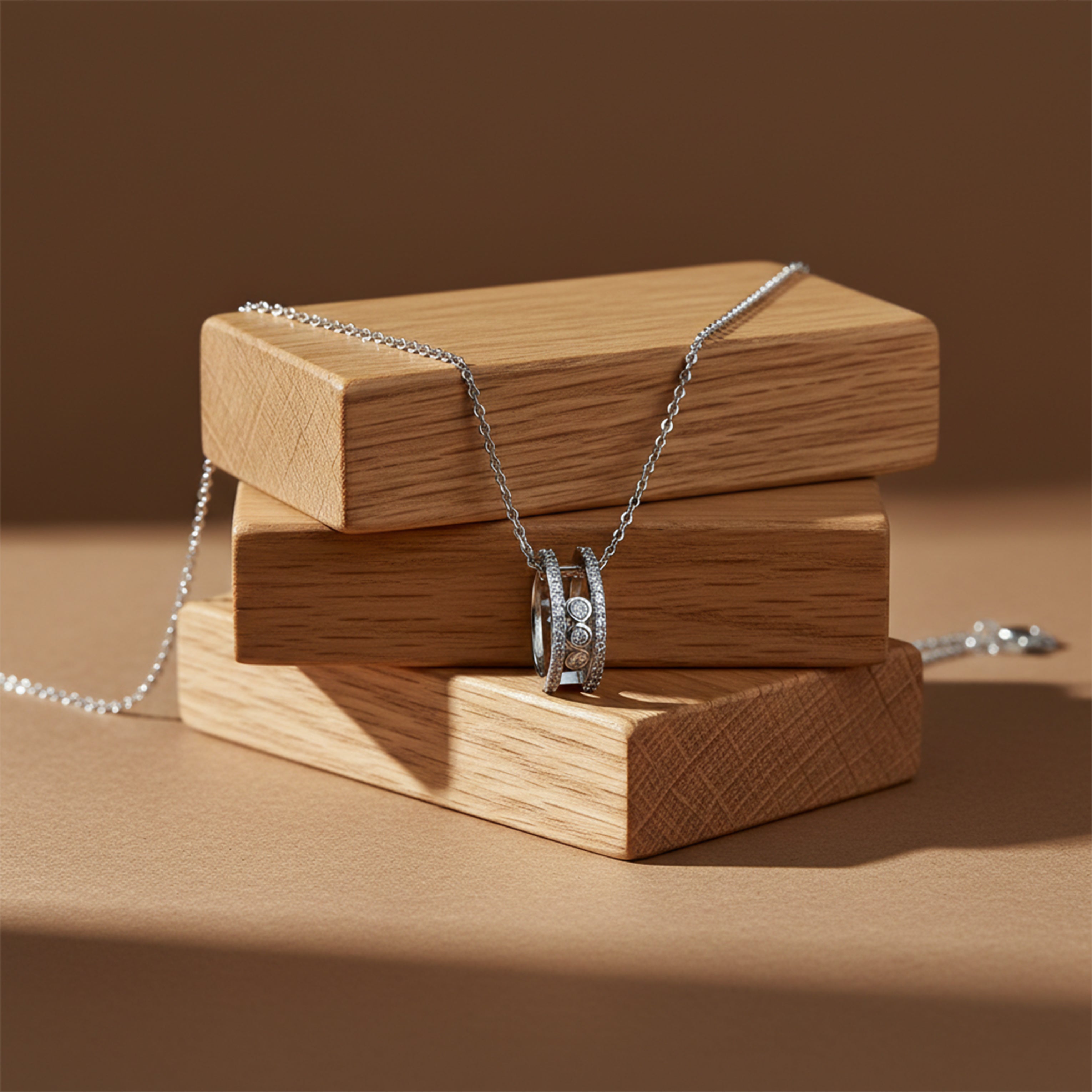 Silver Triple Stone Charm Necklace GEN -48