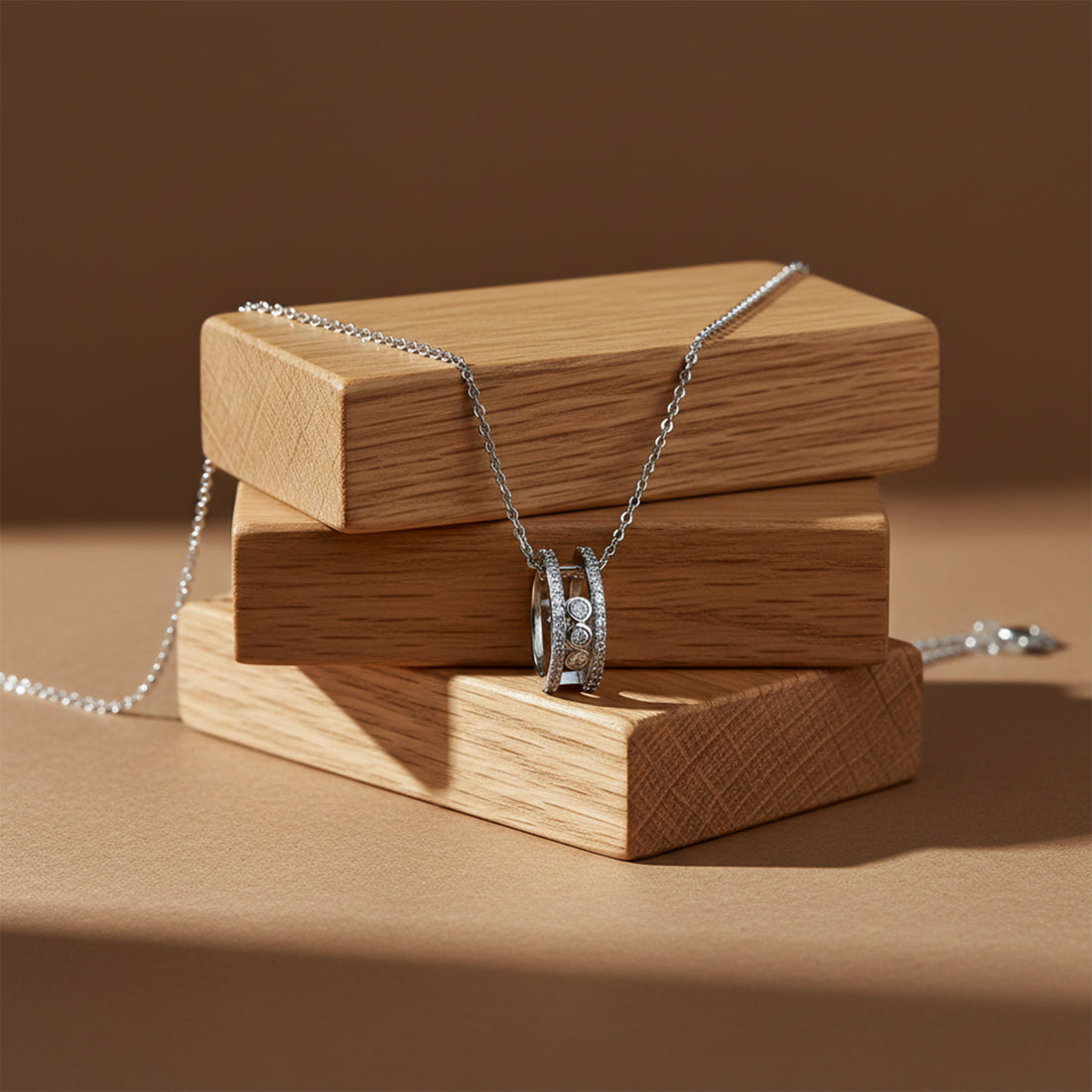 Silver Triple Stone Charm Necklace GEN -48