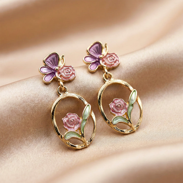 Rose Hoop Earrings GWE -177