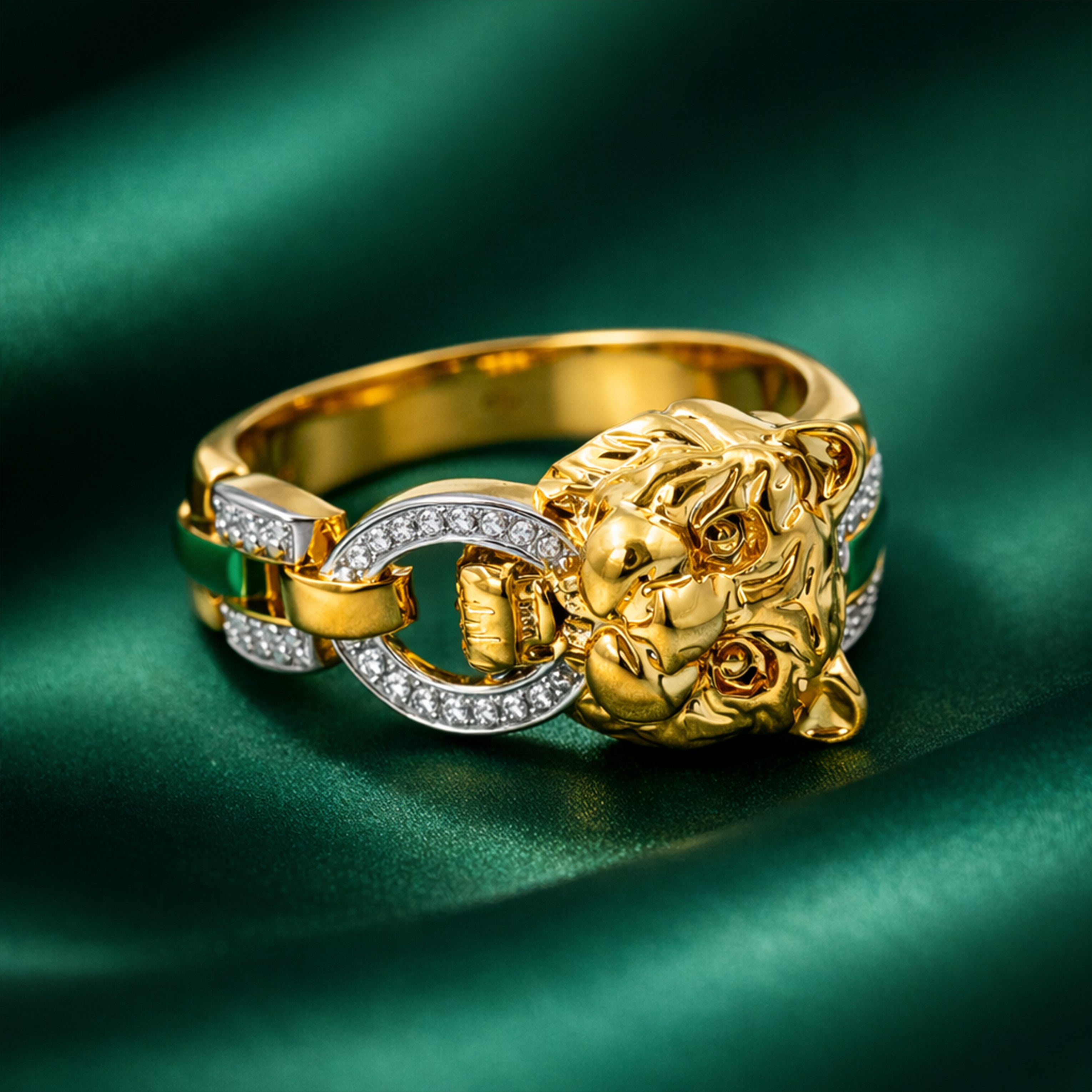 Regal Tiger Link Gold Statement Ring GMR -25