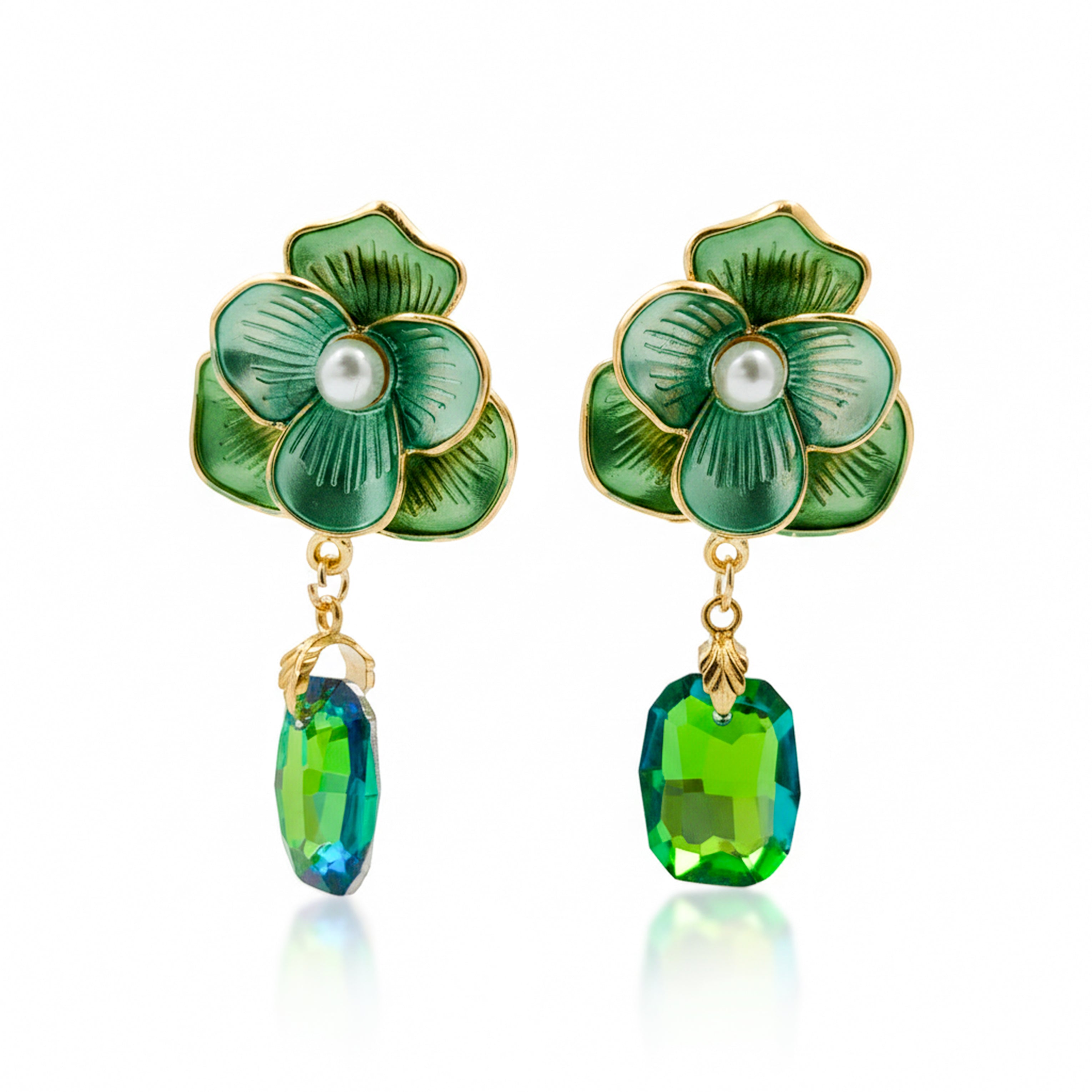 Green Floral Earrings GWE -231