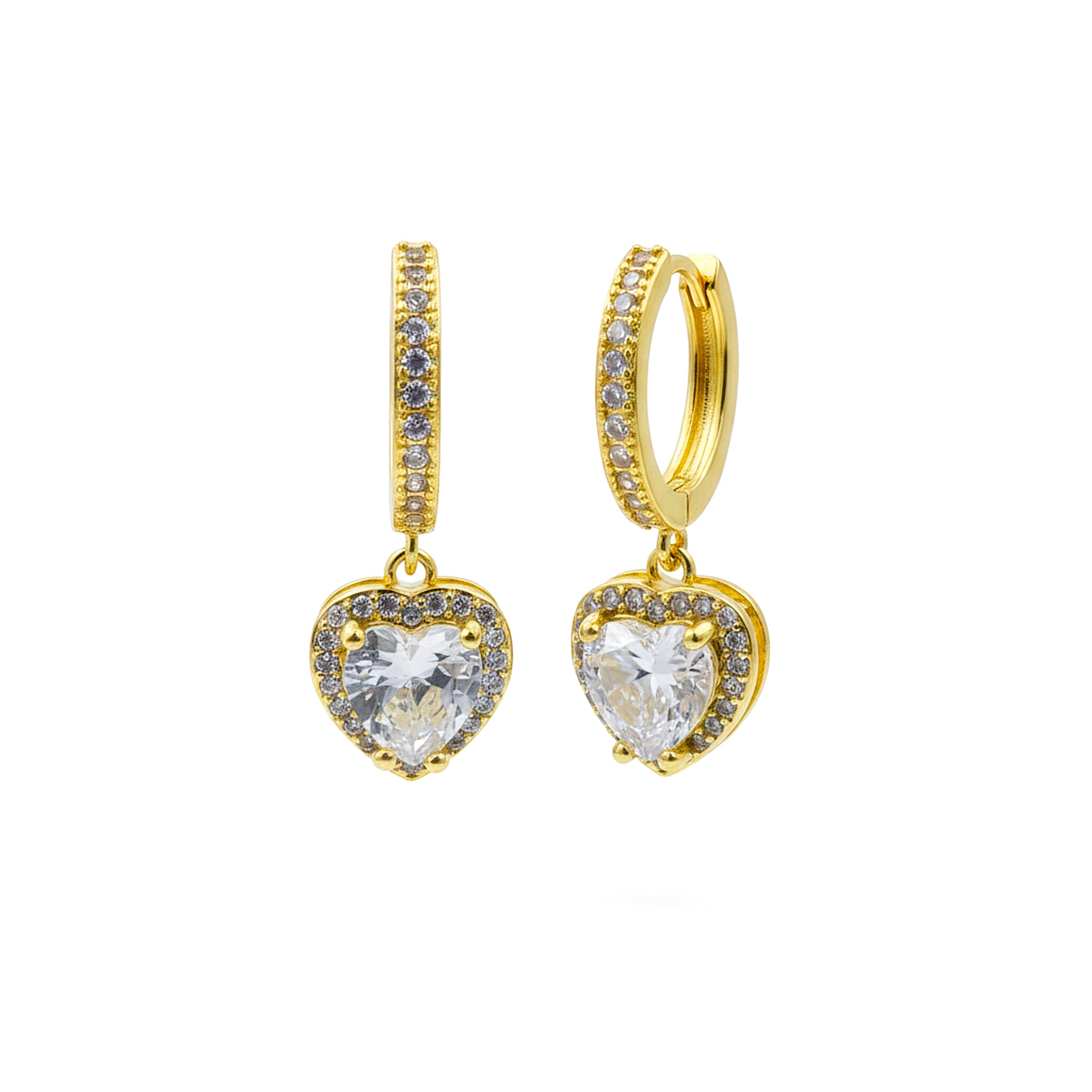 Celeste Heart Halo Drop Hoop Earrings GWE -76