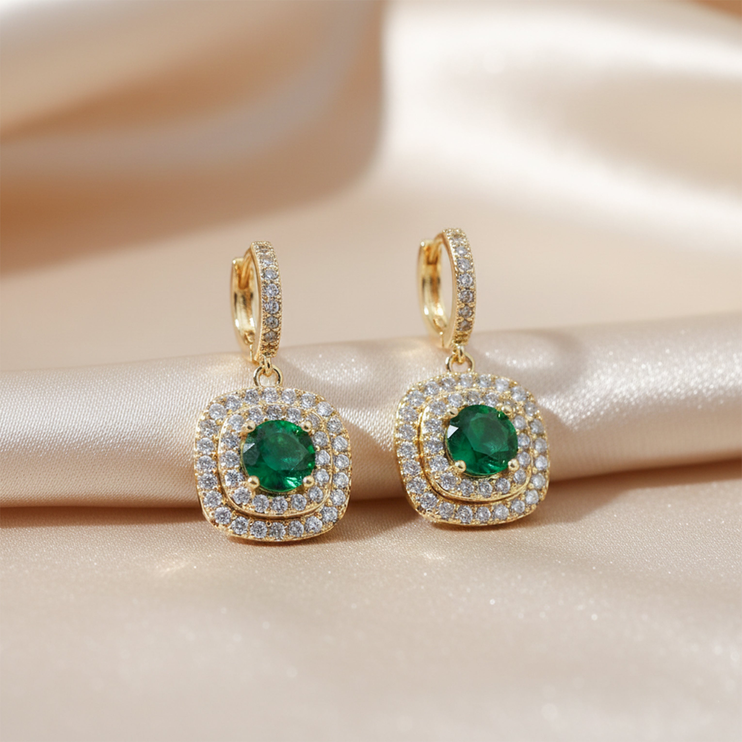 Emerald Halo Earrings GWE -134