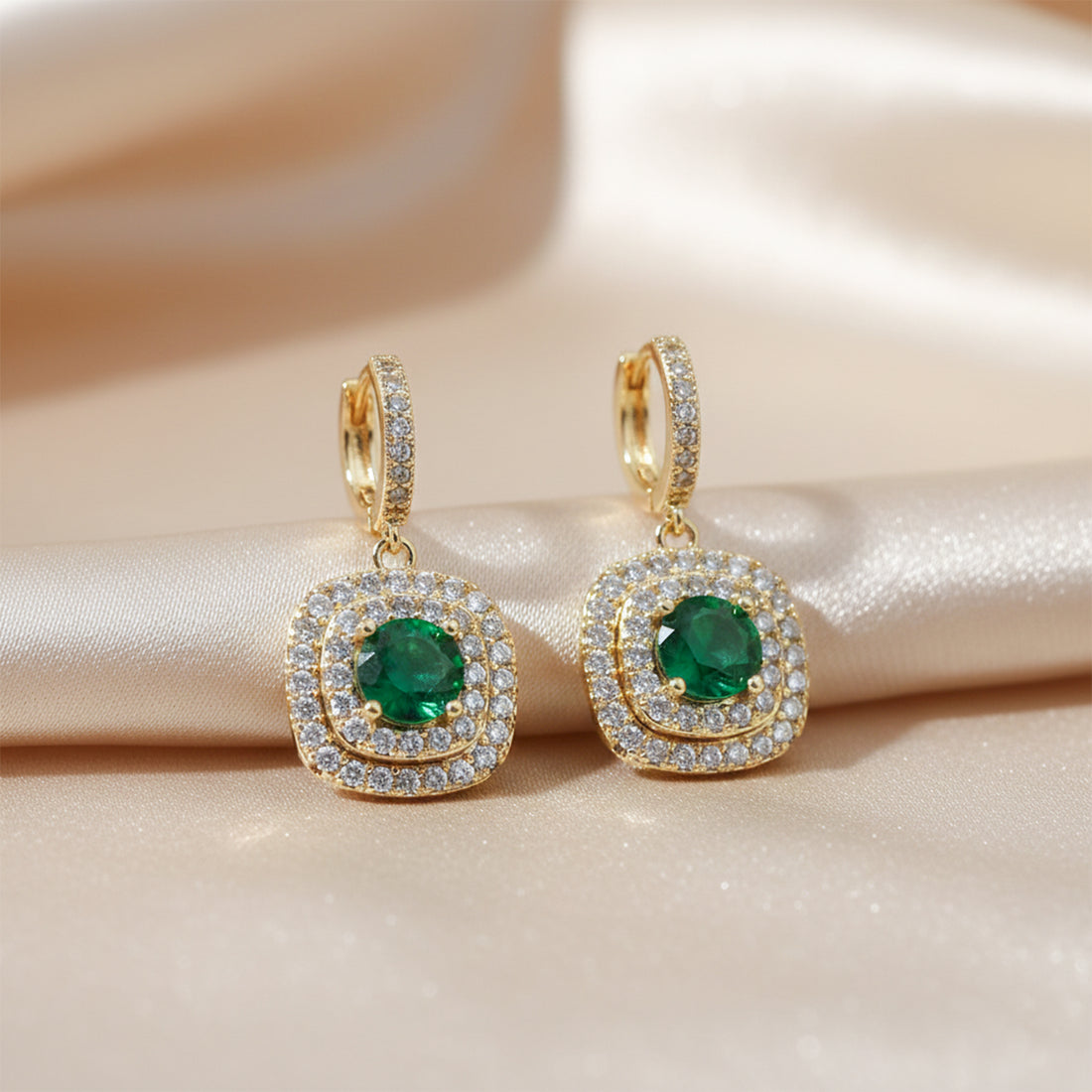 Emerald Halo Earrings GWE -134