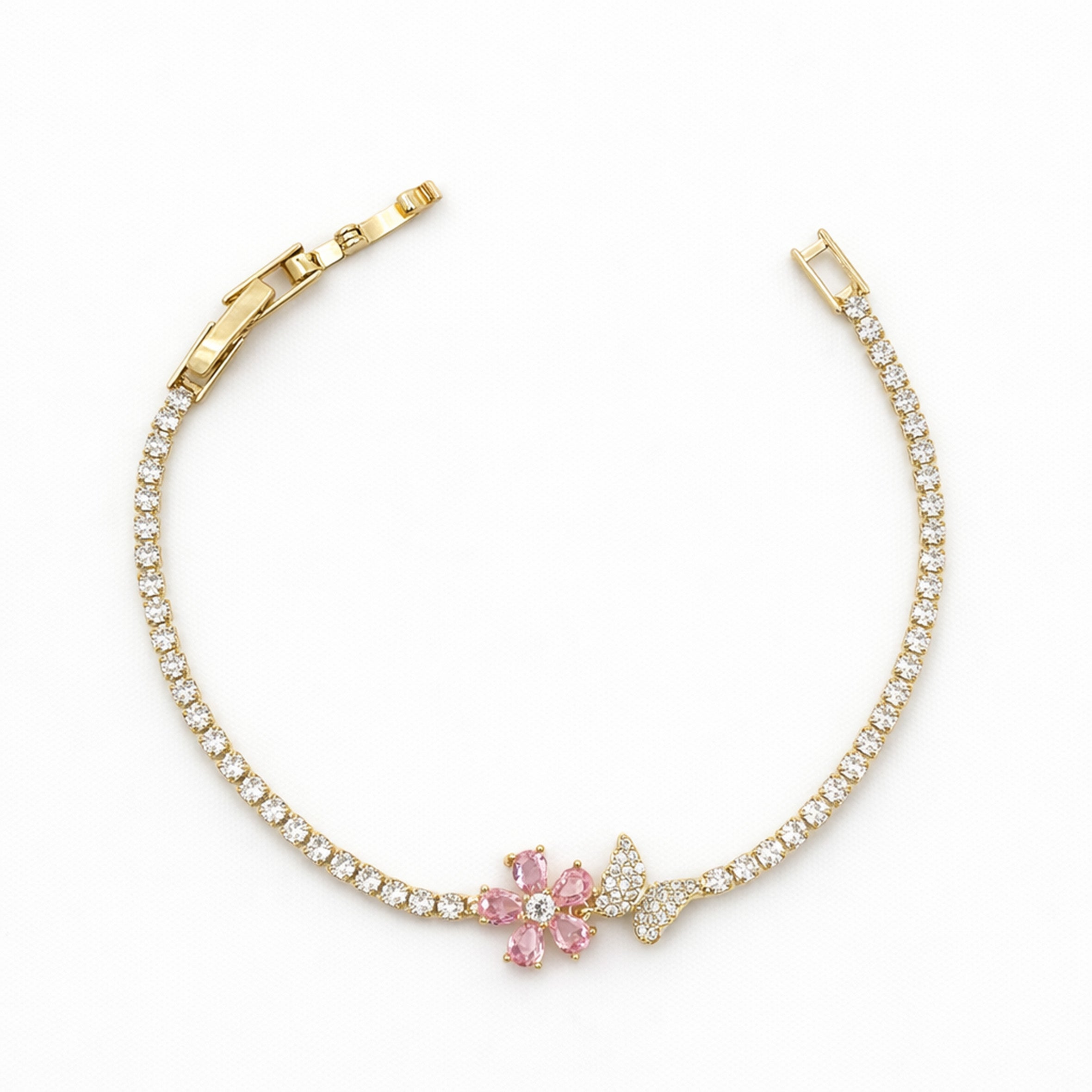 Golden Bloom Butterfly Tennis Bracelet GWB -93