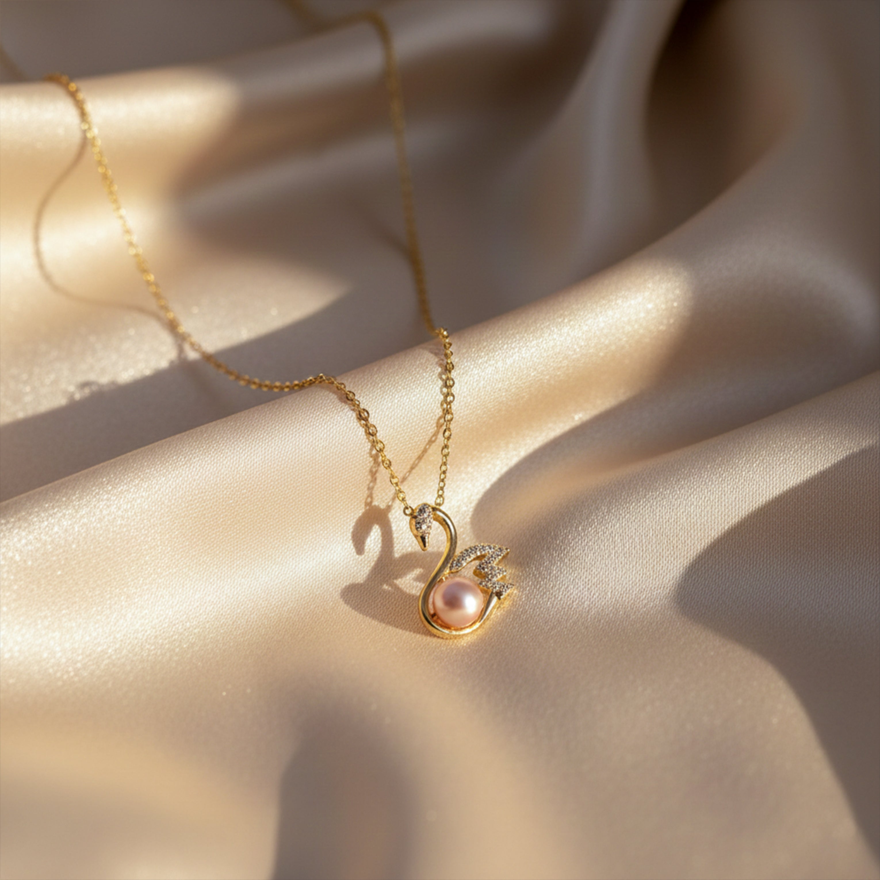 Gold Swan Crystal Necklace GWN -36