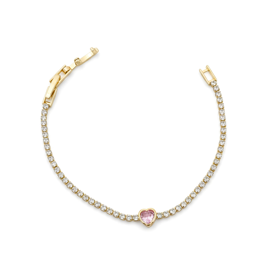 Golden Blush Heart Tennis Bracelet GWB -98
