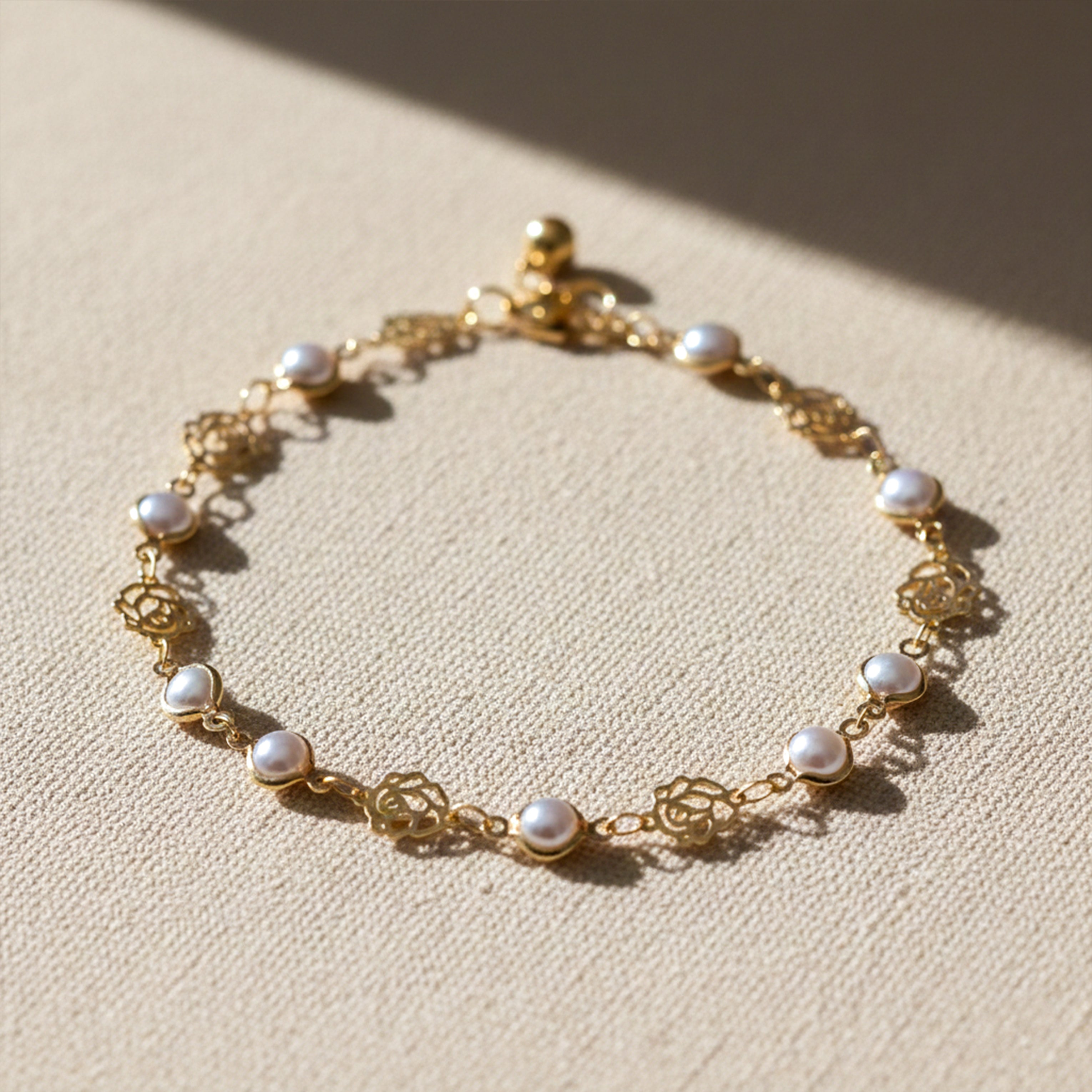 Golden Pearl Rose Anklet GWA -48