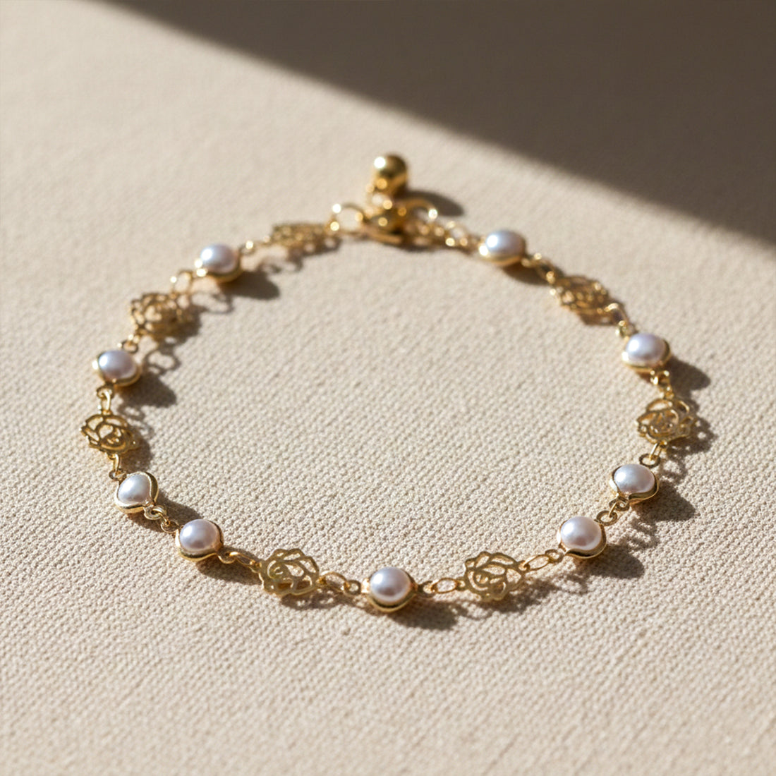 Golden Pearl Rose Anklet GWA -48