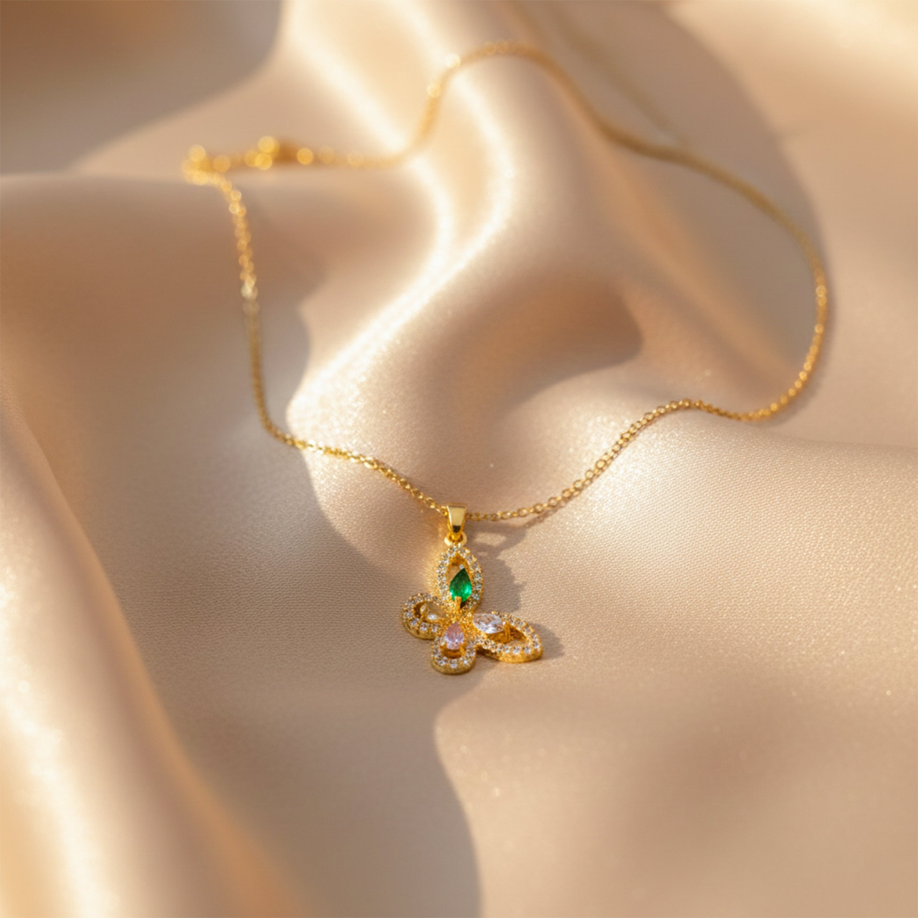 Butterfly Sparkle Pendant Necklace GWN -137