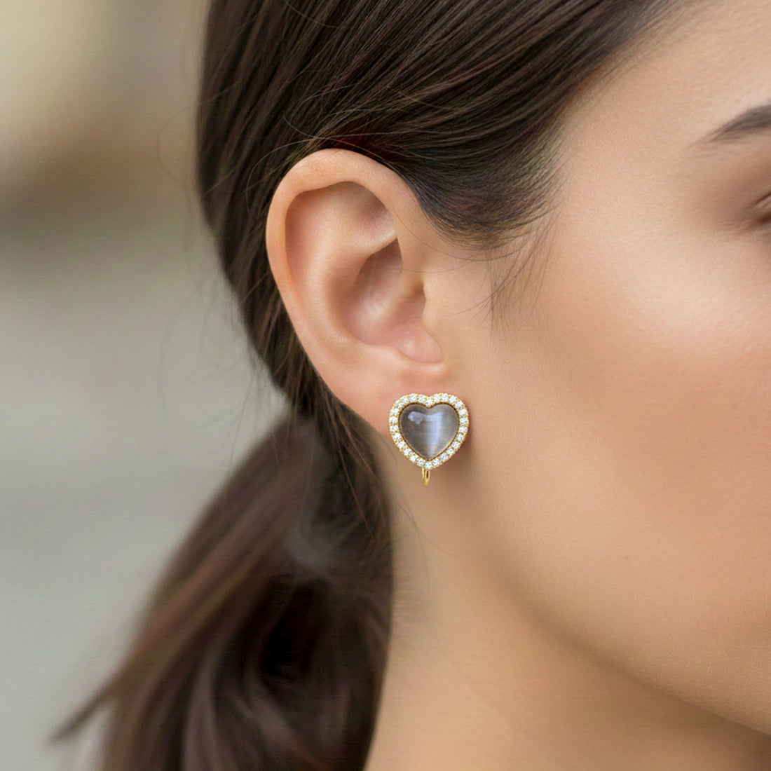 Pearl Heart Halo Earrings GWE -92