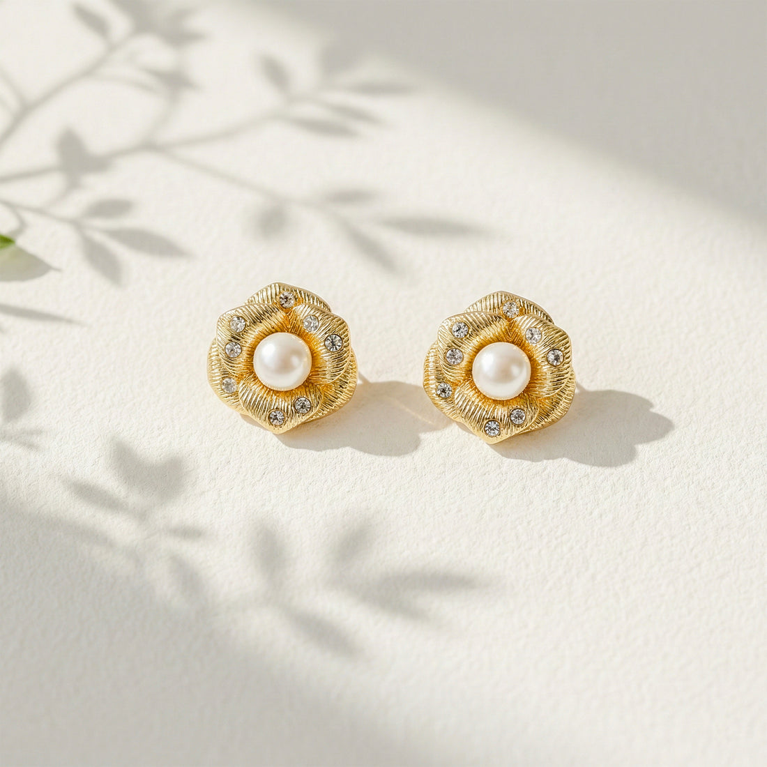 Aurora Pearl Bloom Crystal Stud Earrings GWE -53