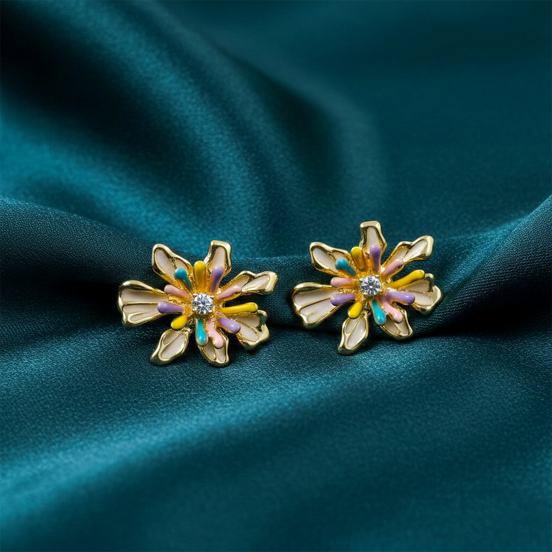 Multicolor Floral Stud Earrings GWE -154